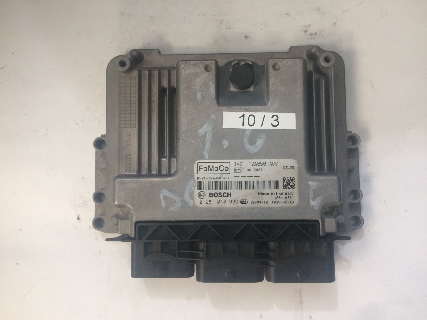 10-3 Centralina Motore Bosch 0281018993 BV2112A650ACC 1039S52148 FORD FOCUS 1.6 TDCI