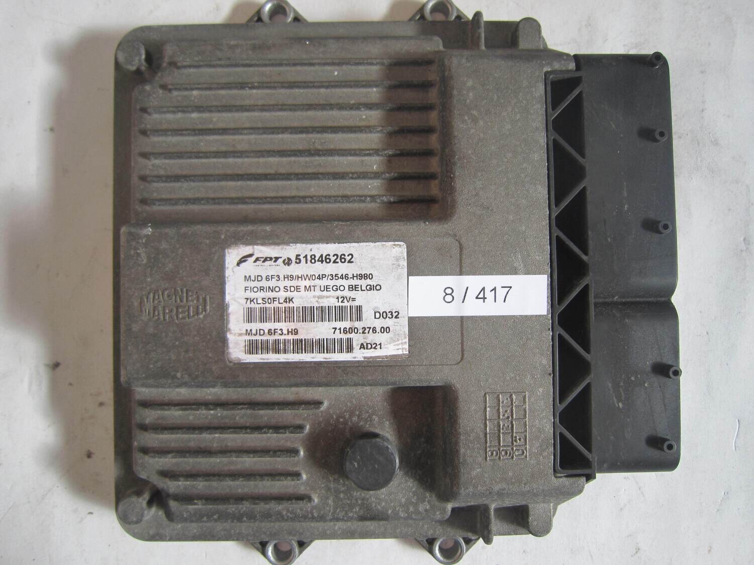 8-417 Centralina Motore Magneti Marelli 51846262 MJD 6F3.H9 MJD6F3H9   71600.276.00 HW04P/3546-H980 ALFA ROMEO / FIAT / LANCIA Diesel FIORINO 1.3