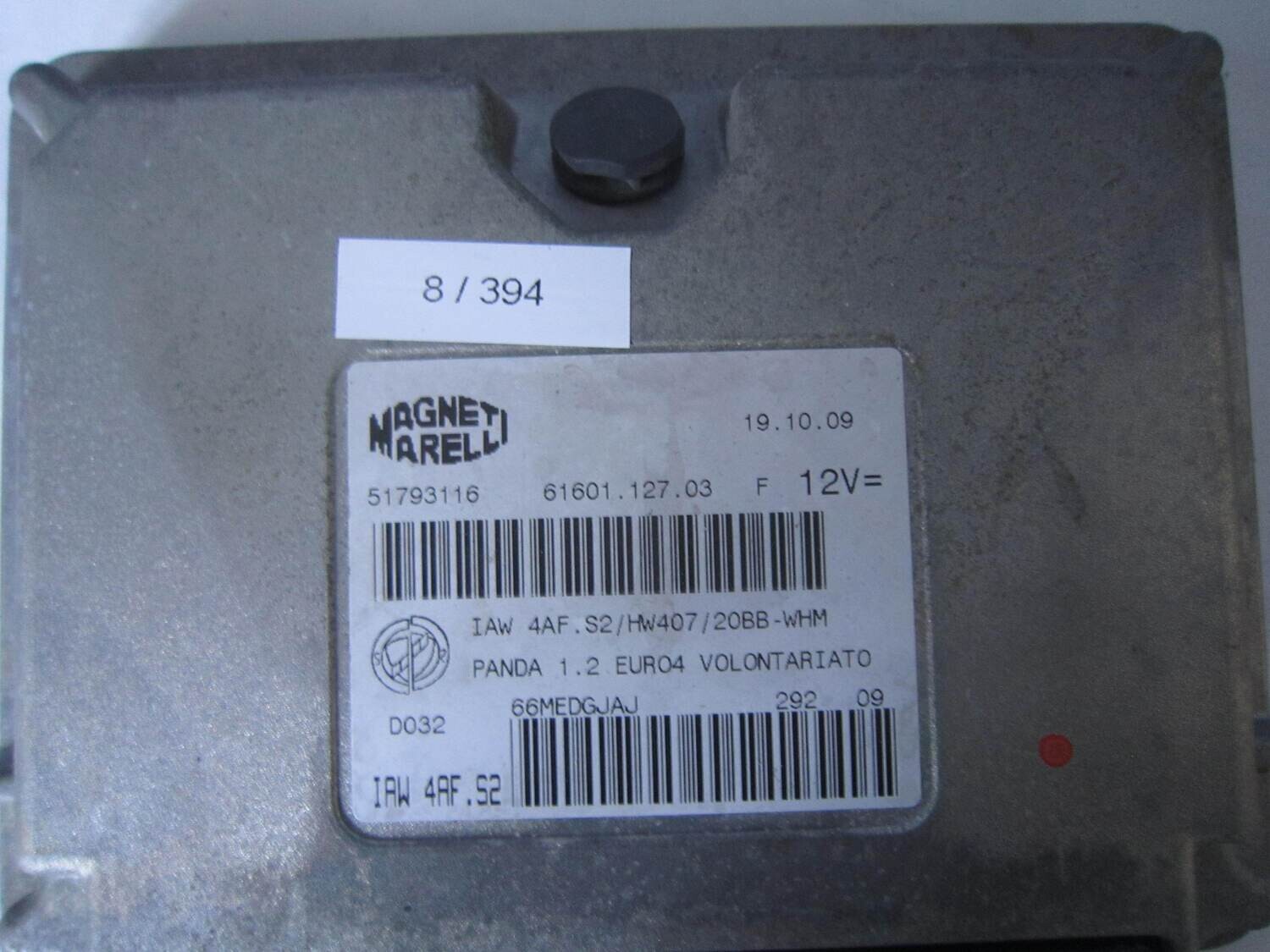 8-394 Centralina Motore Magneti Marelli 51793116 61601.127.03 6160112703 IAW 4AF.S2 HW407/20BB-WHM ALFA ROMEO / FIAT / LANCIA Benzina PANDA 1.2