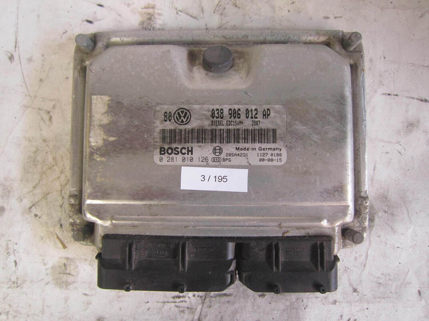 3-195 Centralina Motore Bosch 0 281 010 126 0281010126 038 906 012 AP 038906012AP 28SA4231 EDC15VM+ VOLKSWAGEN Diesel GOLF 1.9
