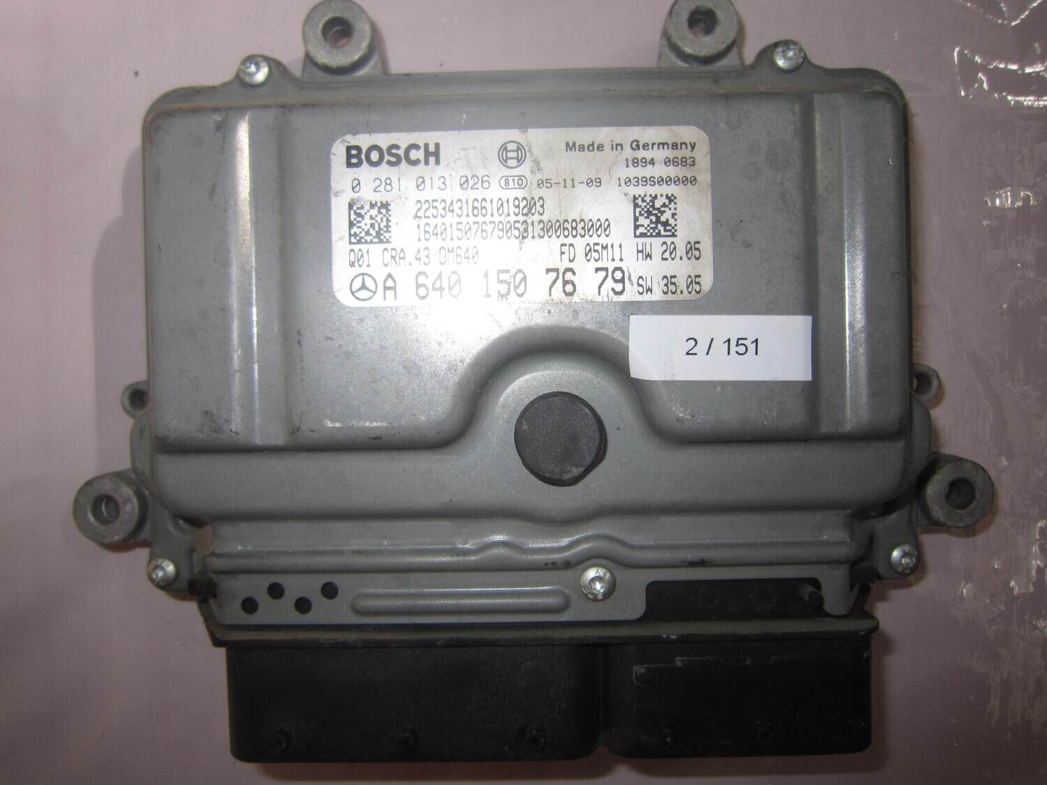 2-151 Centralina Motore Bosch 0 281 013 026 0281013026 A 640 150 76 79 A6401507679 1039S00000 CRA.43 OM640 FD 06M03 CRA.43 MERCEDES BENZ Diesel CLASSE  A A 180 1.6
