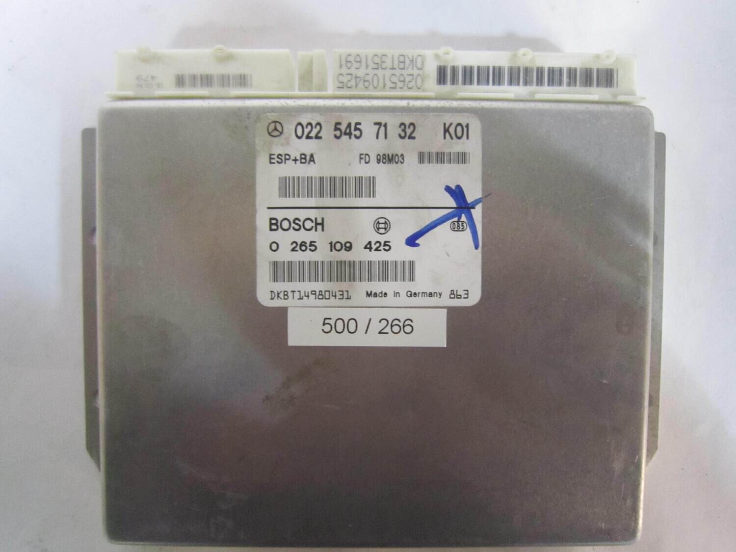 500-266 Centralina ABS ESP HBA Bosch 0 265 109 425 0265109425 022 545 71 32 0225457132 FD 98M03 Mercedes CLASSE  A