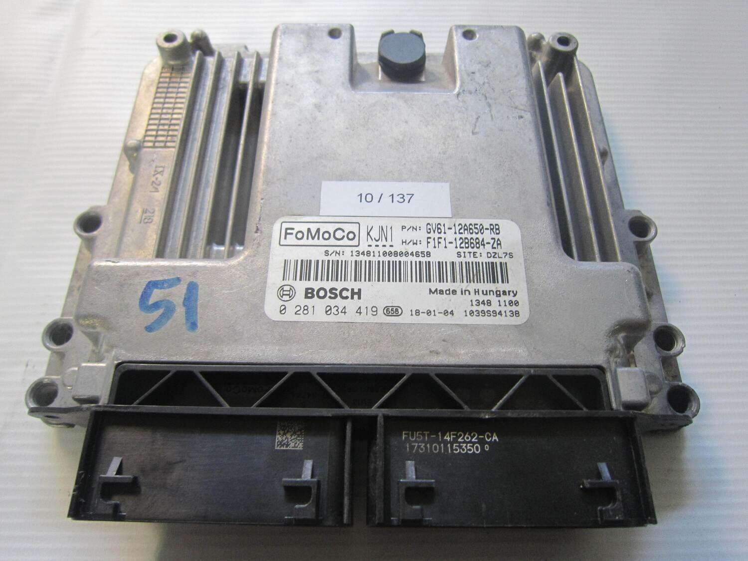 10-137 Centralina Motore Bosch 0 281 034 419 0281034419 GV61-12A650-RB GV6112A650RB 1039S94138 F1F1-12B684-ZA FORD Diesel KUGA