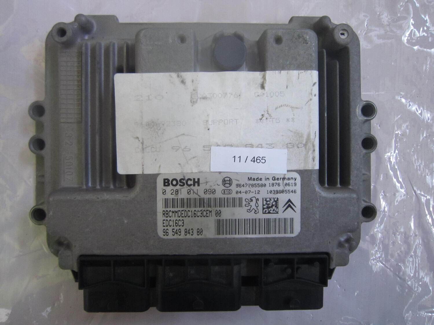 11-465 Centralina Motore Bosch 0 281 011 090 0281011090 96 549 843 80 9654984380 1039S05546 EDC16C3 CITROEN / PEUGEOT Diesel VARIE 1.4