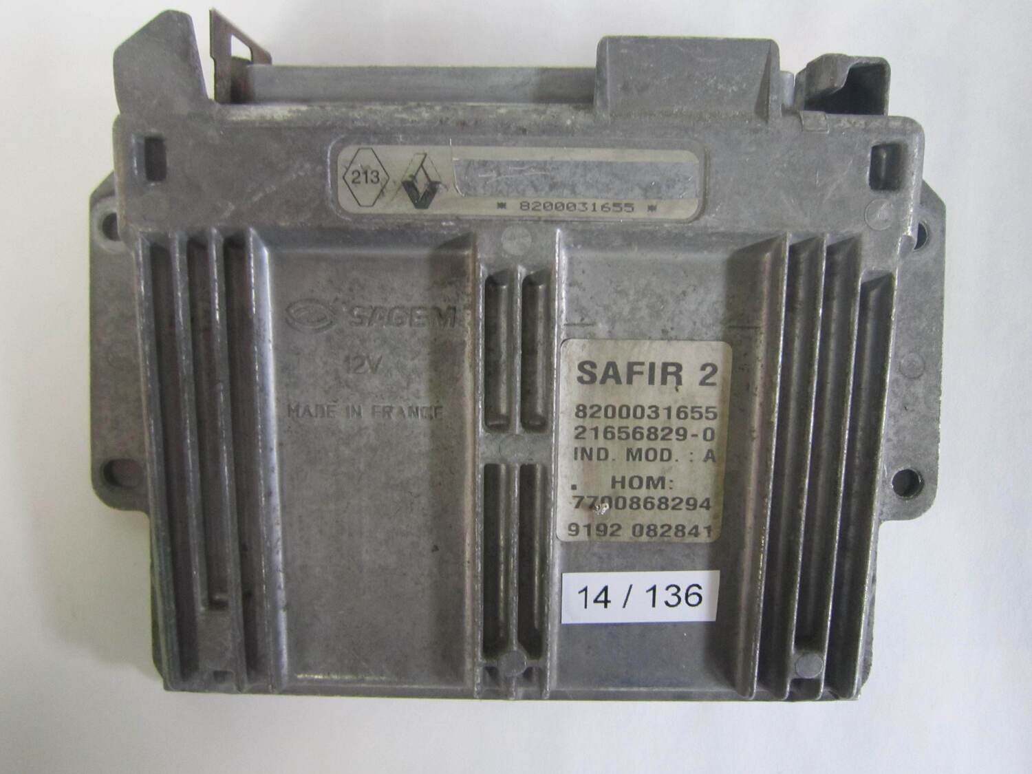 14-136 Centralina Motore Sagem  SAFIR2 8200031655  21656829-0 216568290 7700868294    RENAULT  CLIO 1.2