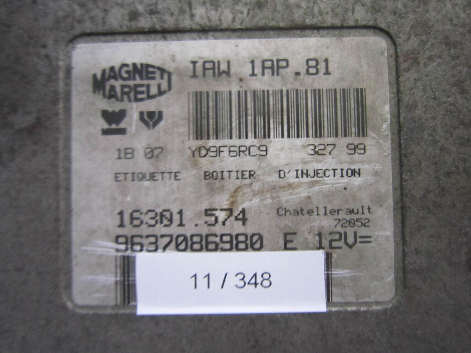 11-348 Centralina Motore Magneti Marelli 9637086980 16301.794 IAW 1AP.81 CITROEN / PEUGEOT Benzina  206 1.1