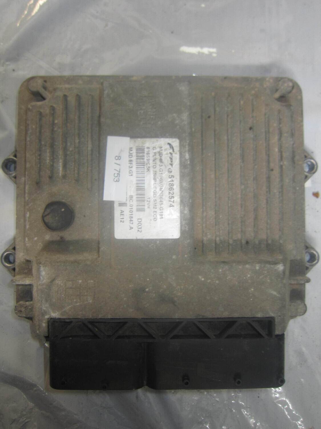 8-753 Centralina Motore Magneti Marelli 51862574   BC.0101847.A MJD 6F3.G1  HW04P/3645-G191 ALFA ROMEO / FIAT / LANCIA DIESEL PUNTO