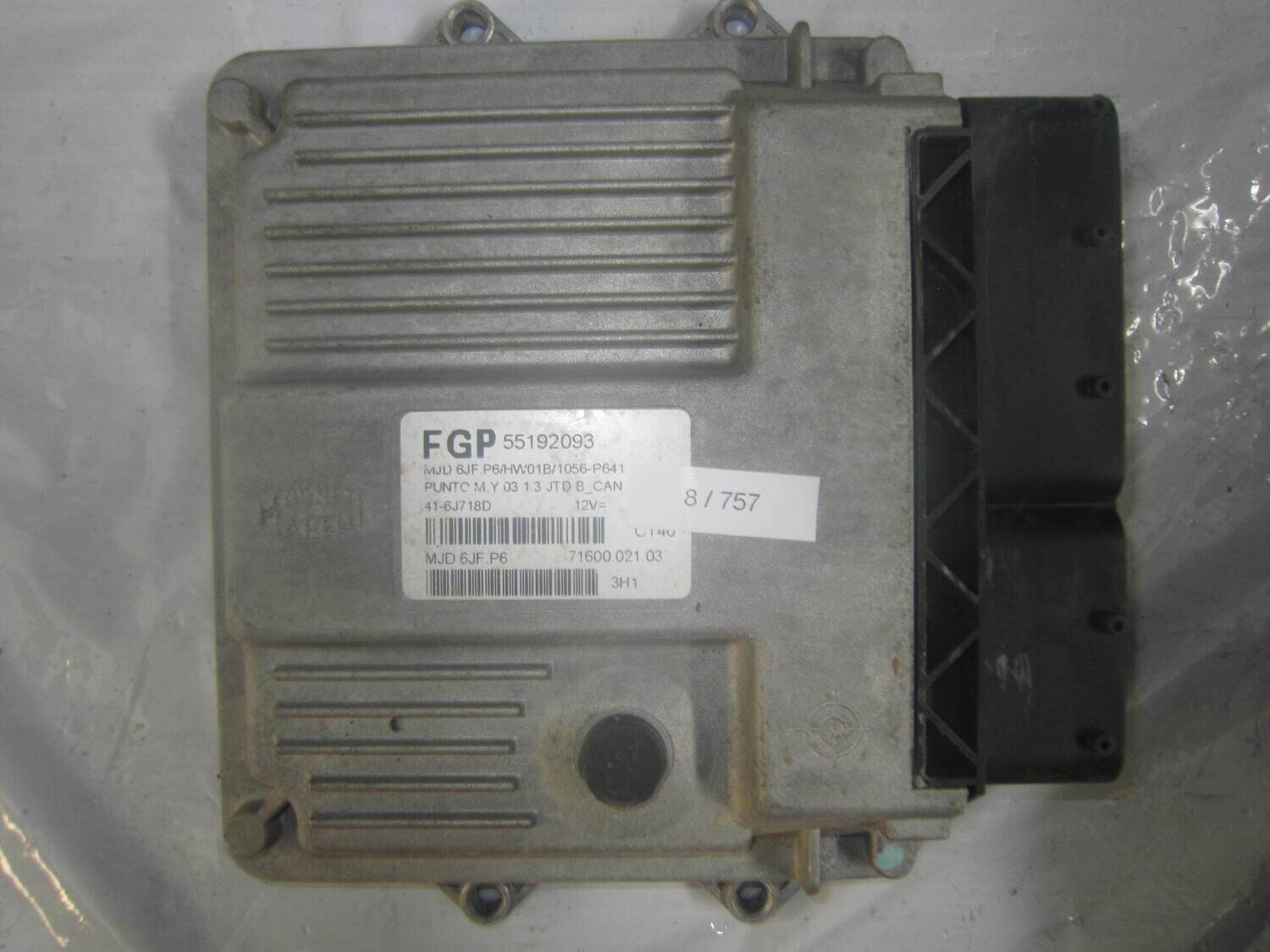 8-757 Centralina Motore Magneti Marelli 55192093   MJD 6JF.P6  71600.021.03 HW01B/1056-P641 ALFA ROMEO / FIAT / LANCIA DIESEL PUNTO