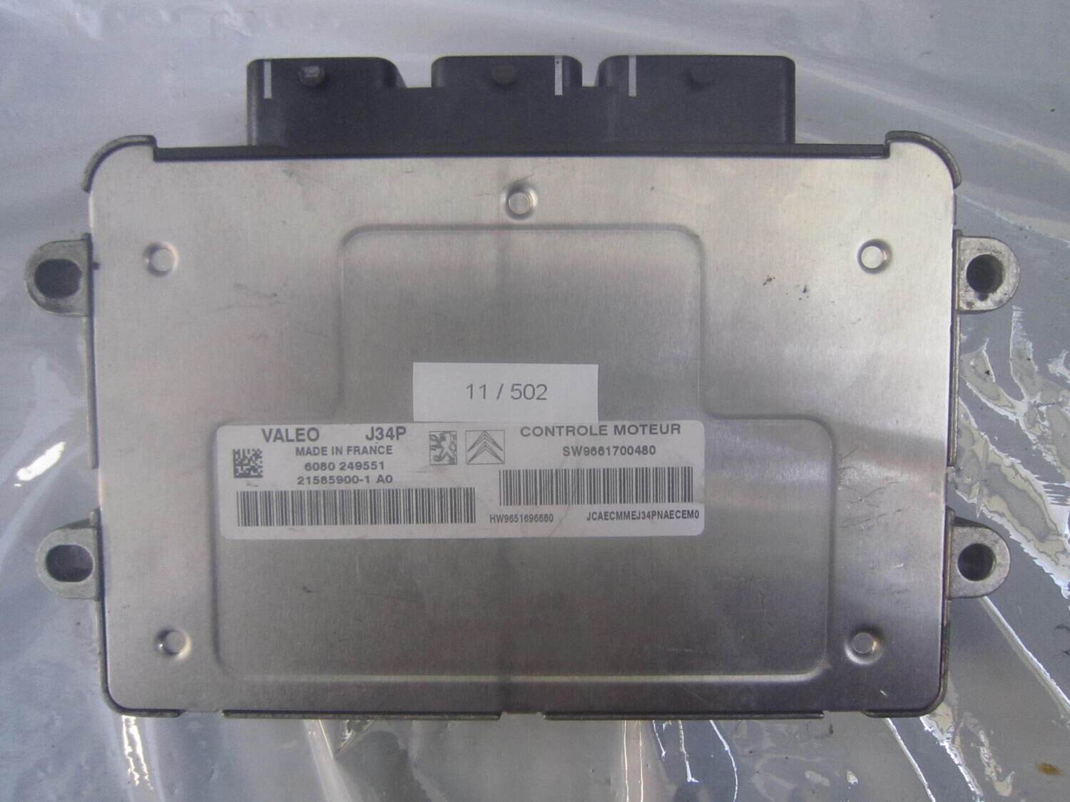 11-502 Centralina Motore Valeo 21585900-1 A0 215859001A0 SW9661700480 6080 249551 JCAE J34P  CITROEN / PEUGEOT BENZINA C 2