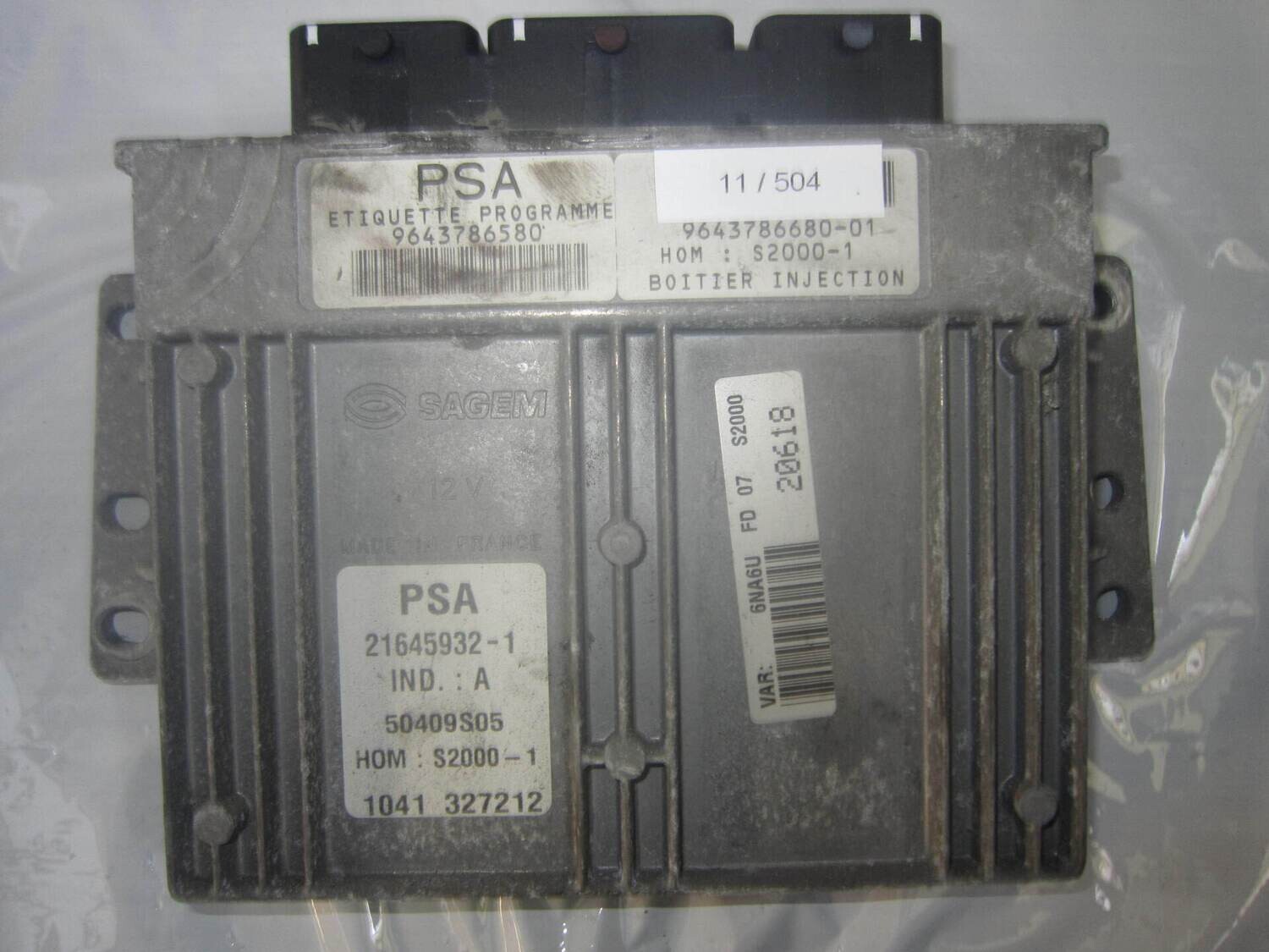 11-504 Centralina Motore Sagem 21645932-1 216459321 9643786580 9643786680-01 50409S05 S2000-1 CITROEN / PEUGEOT DIESEL XSARA PICASSO