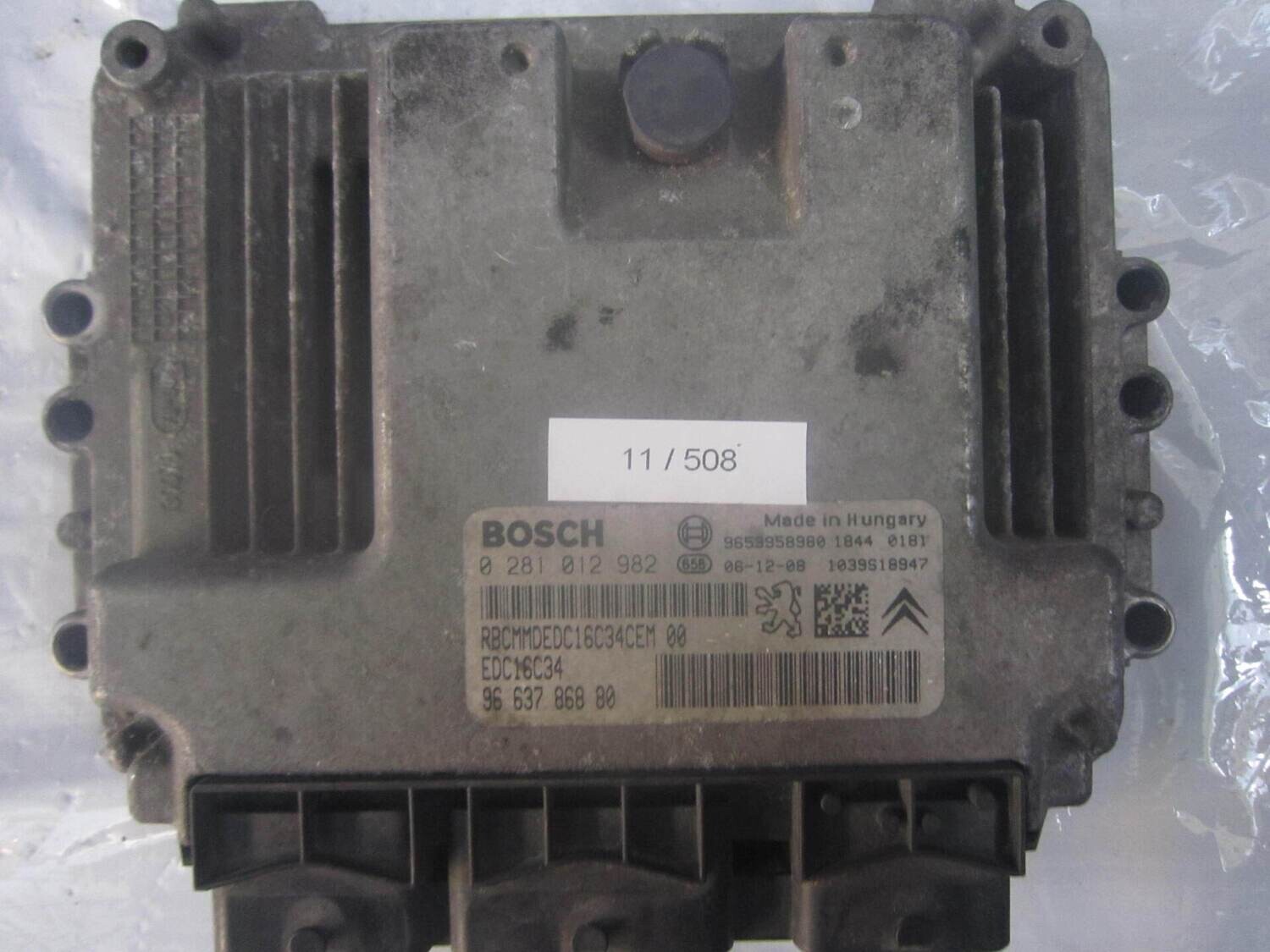 11-508 Centralina Motore Bosch 0 281 012 982 0281012982 9663786880 1039S18947 EDC16C34  CITROEN / PEUGEOT Diesel JUMPY