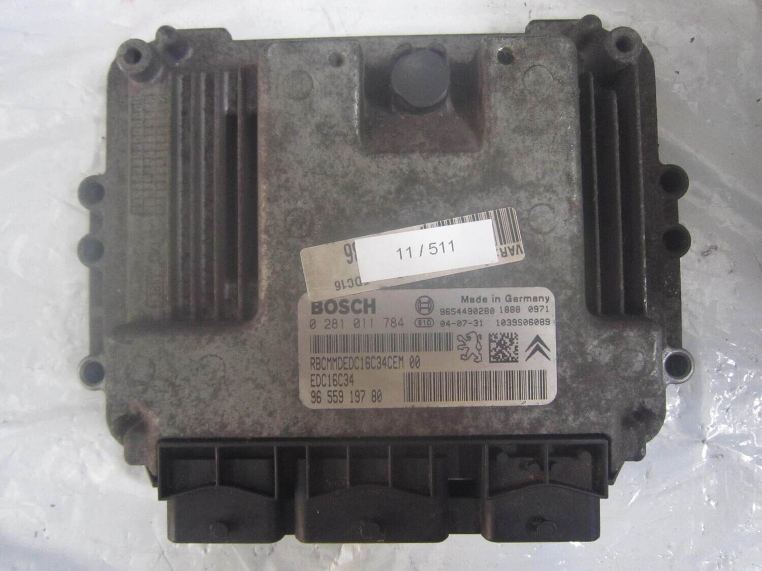 11-511 Centralina Motore Bosch 0 281 011 784 0281011784 96 559 197 80 1039S06089 EDC16C34  CITROEN / PEUGEOT DIESEL 206