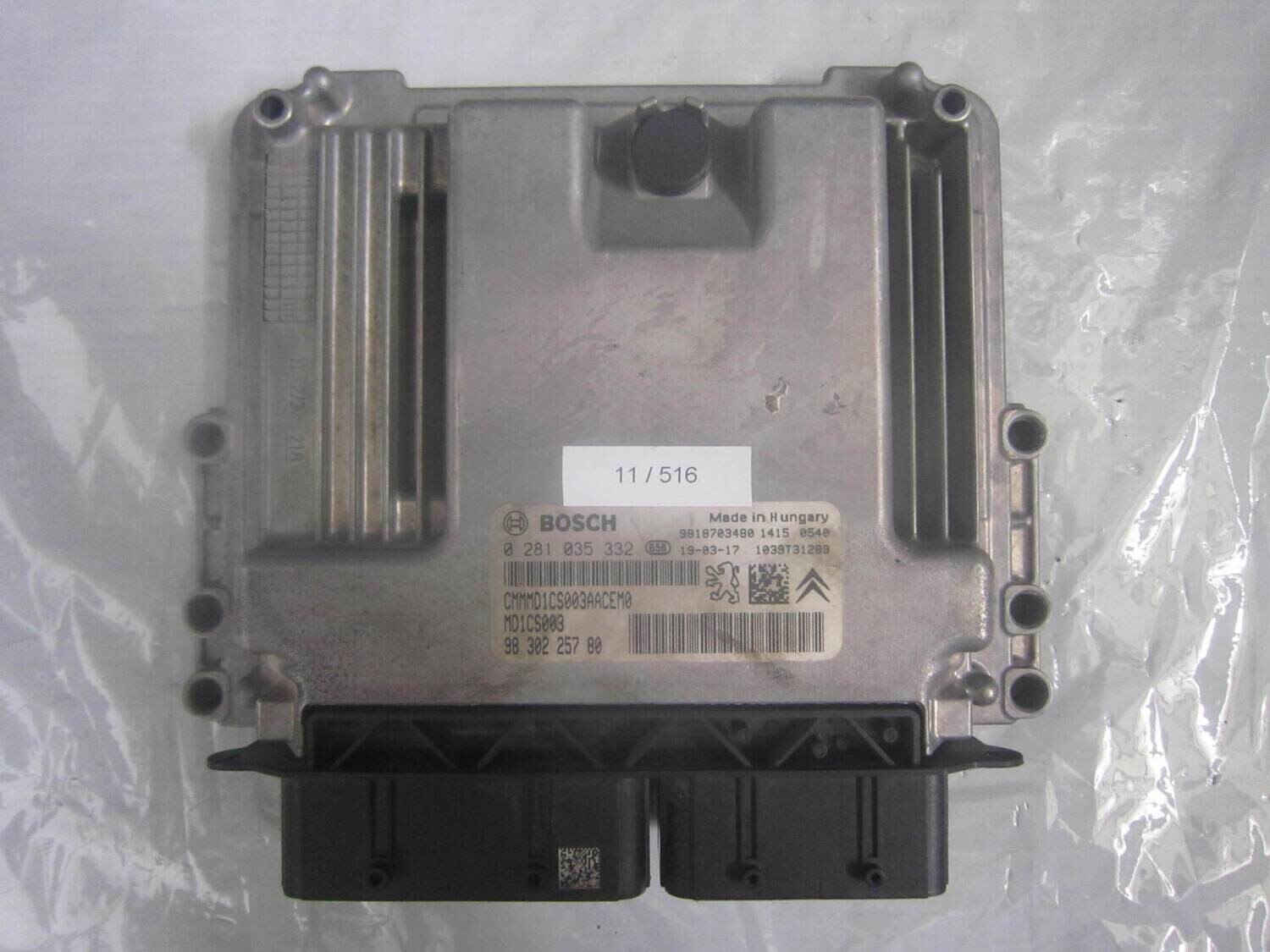 11-516 Centralina Motore Bosch 0 281 035 332 0281035332 98 302 257 80 1039t31289 MD1CS003 CMMD1CS003AACEM0 CITROEN / PEUGEOT Diesel 208