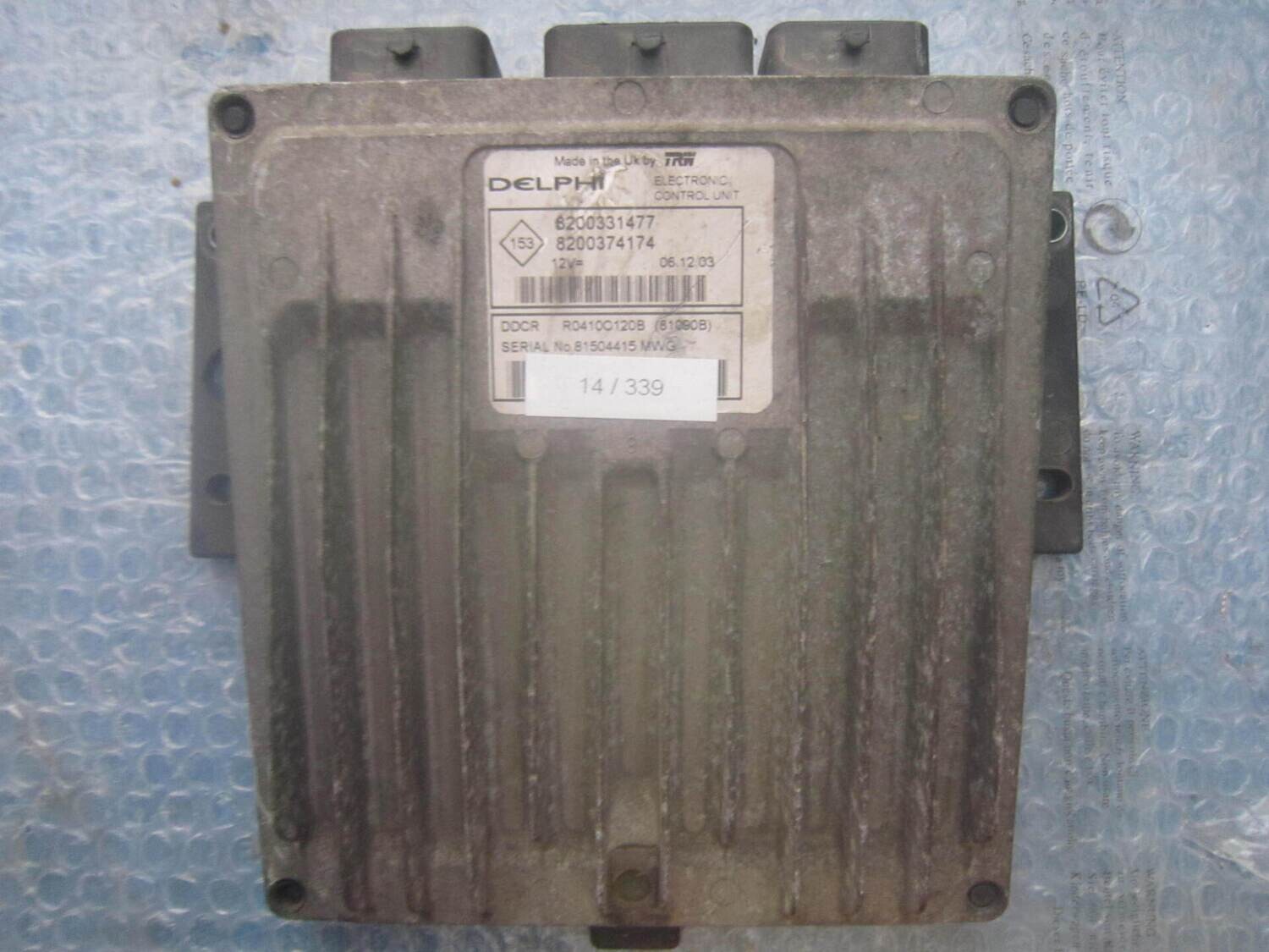 14-339 Centralina Motore Delphi R0410C120B   8200331477 8200374174   RENAULT Diesel VARIE