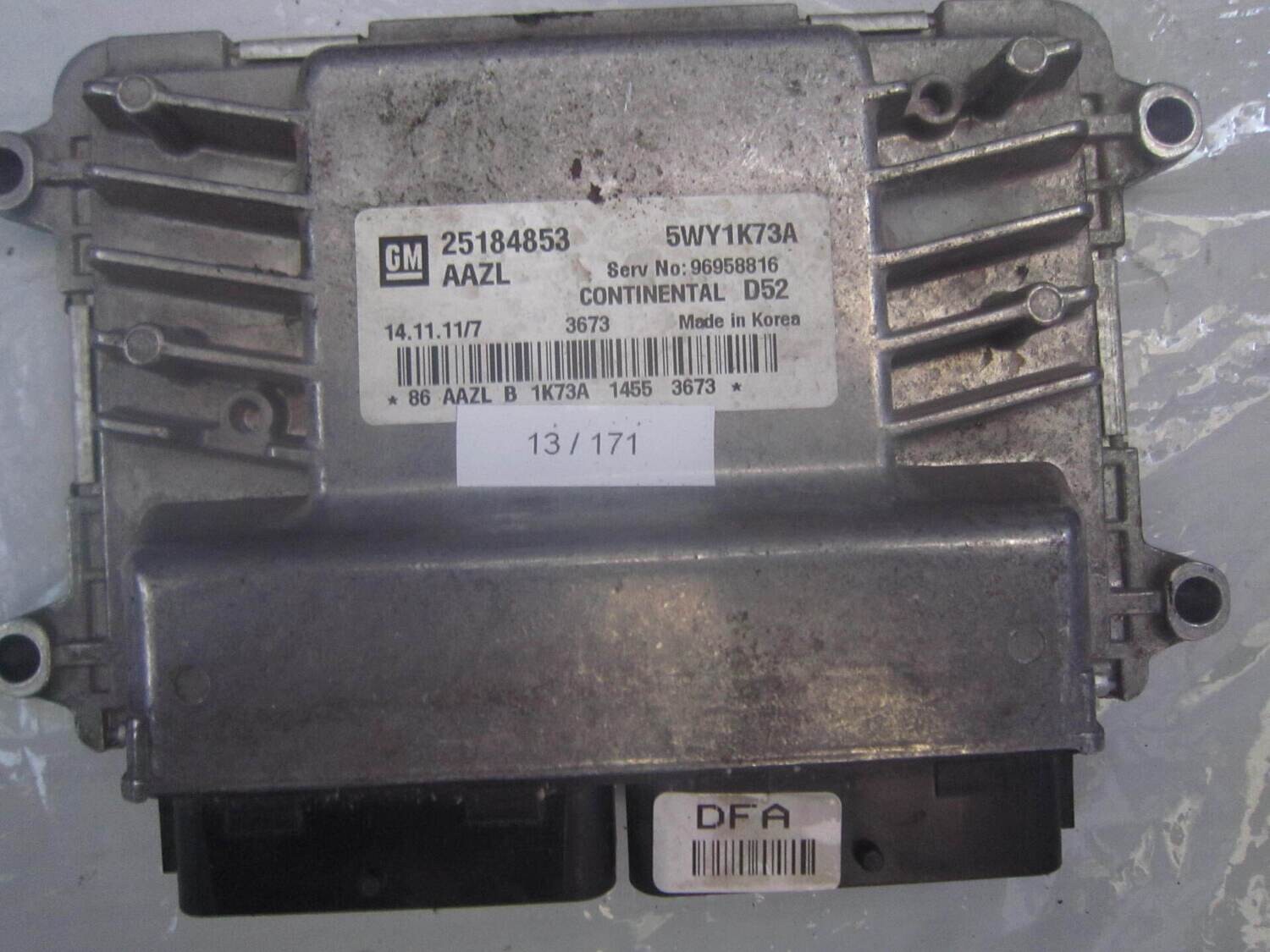 13-171 Centralina Motore Continental 5WY1K73A   96958816 AAZL 25184853  OPEL BENZINA ASTRA