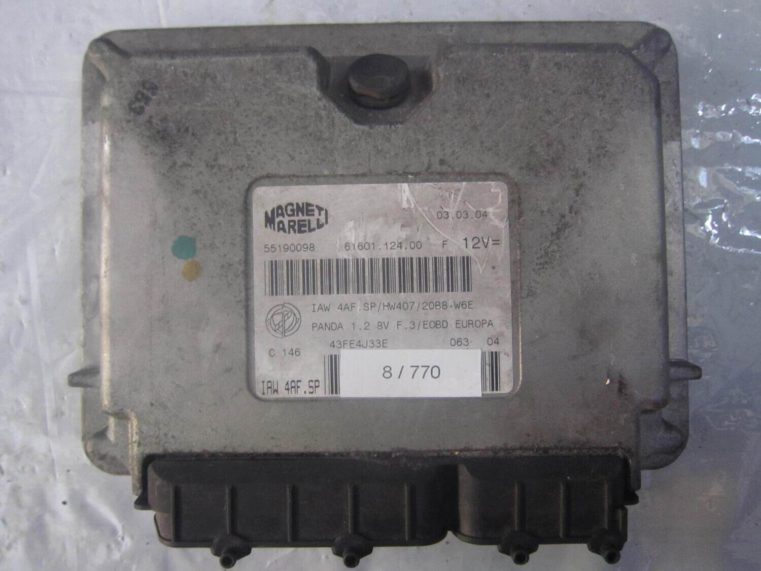 8-770 Centralina Motore Magneti Marelli 55190098   61601.124.00  55190098 HW407/20B8-W6E ALFA ROMEO / FIAT / LANCIA BENZINA PANDA