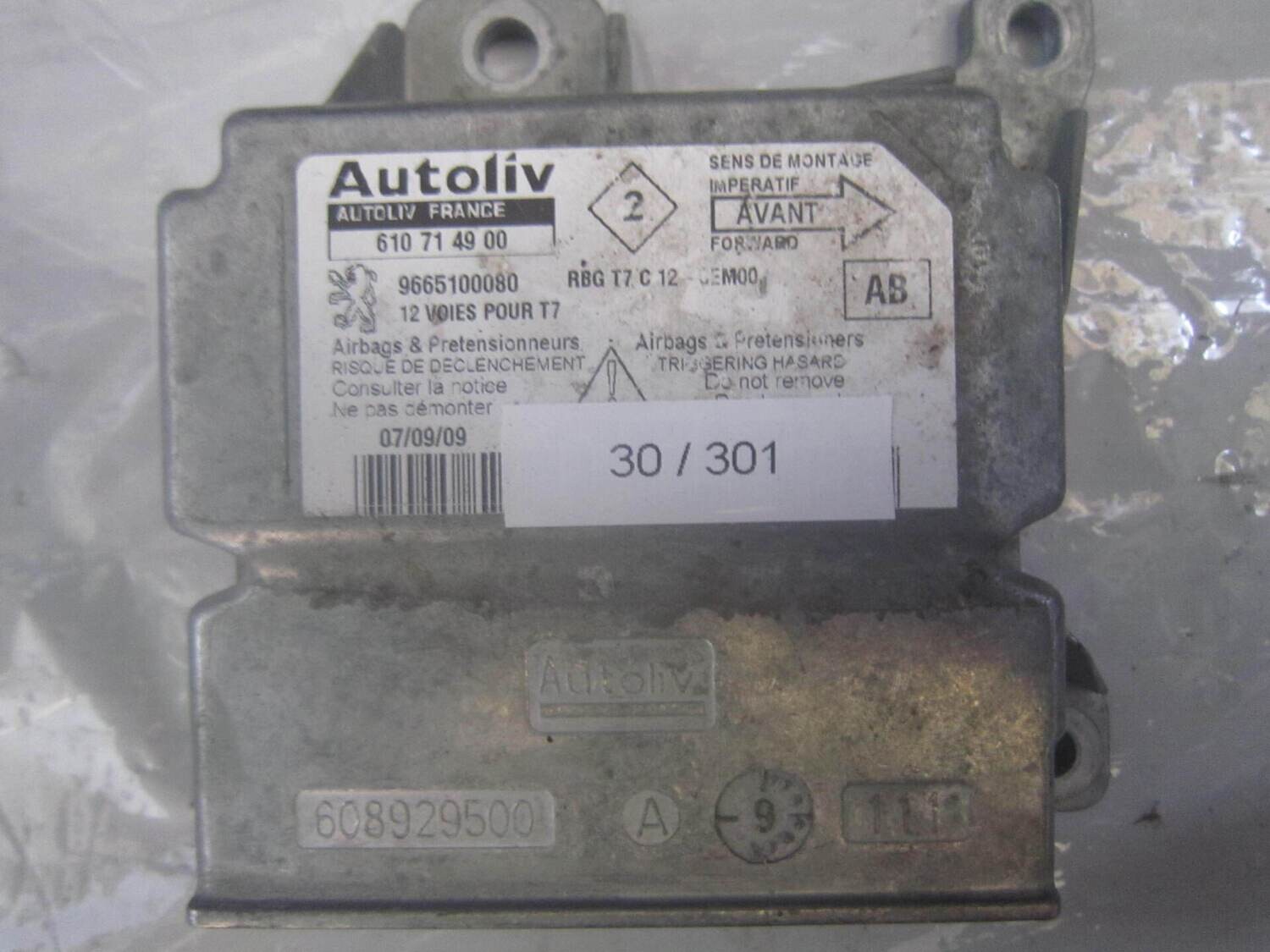 30-301 Centralina Airbag Autoliv 610 71 49 00 610714900 9665100080 AB   CITROEN / PEUGEOT Generica 308
