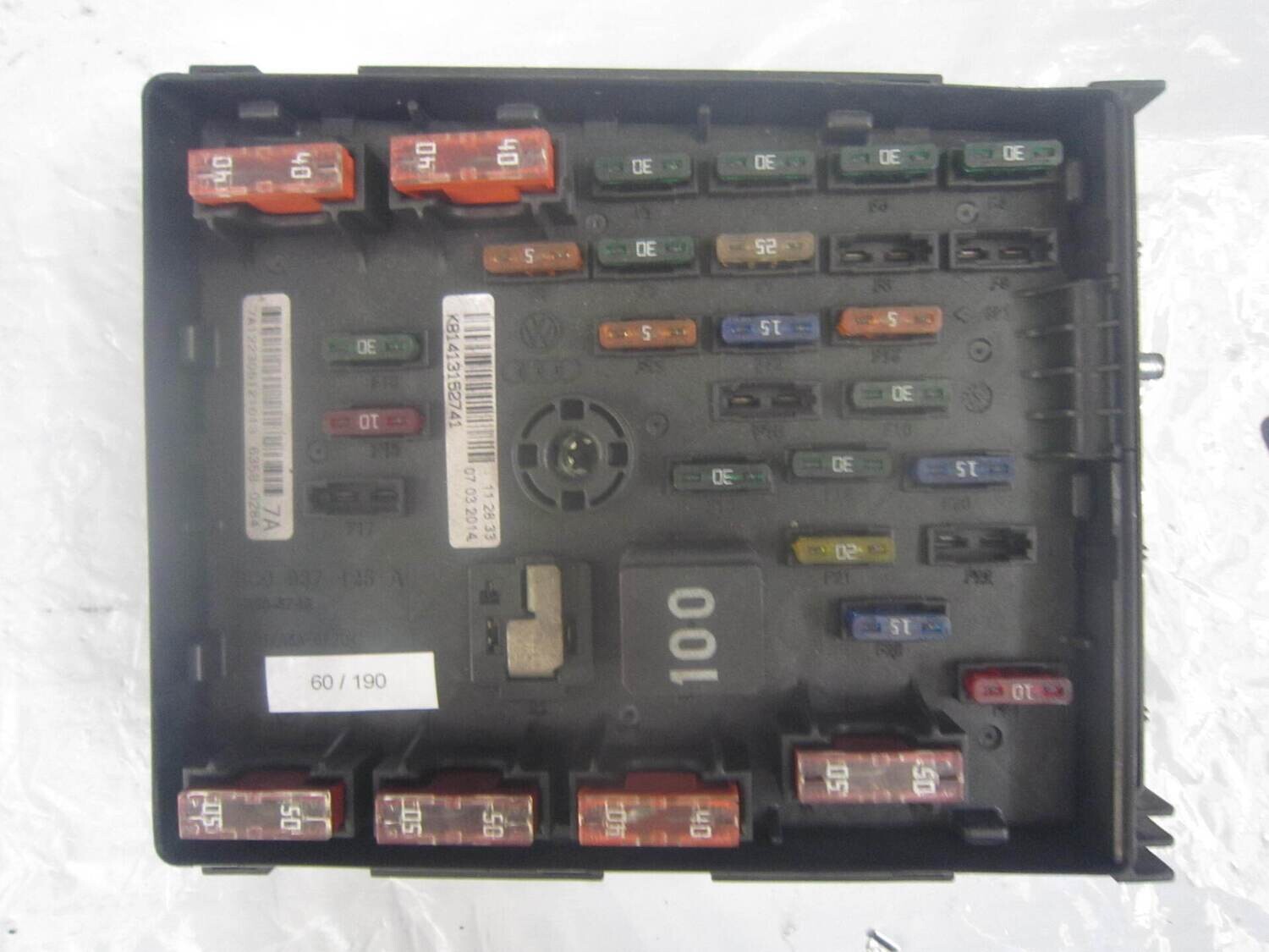 60-190 Scatola Fusibili Volkswagen 3C0 937 125 A 3C0937125A 6359-5743    VOLKSWAGEN Generica VARIE