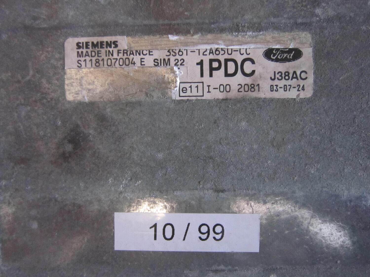 10-99 Centralina Motore Siemens S118107004 E S118107004E 3S61-12A650-CC SIM22 J38AC 1PDC FORD DIESEL FIESTA