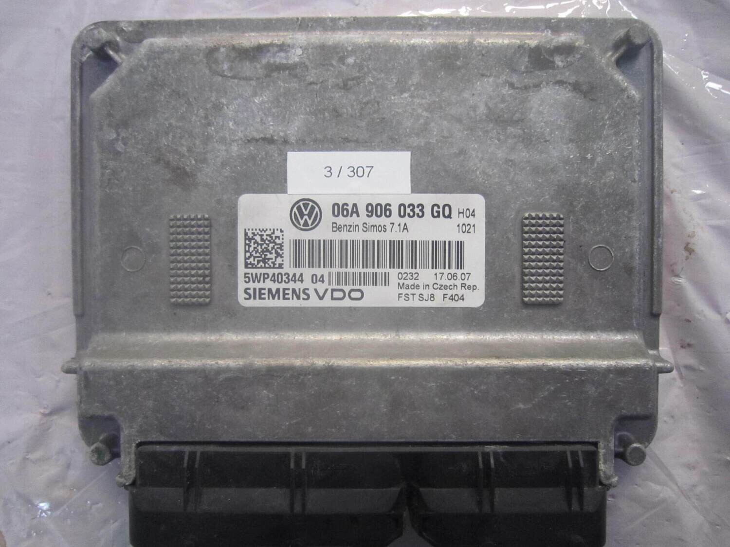 3-307 Centralina Motore Siemens 5WP40344 04 5WP4034404 06A 906 033 GQ SIMOS 7.1A   VOLKSWAGEN Benzina VARIE