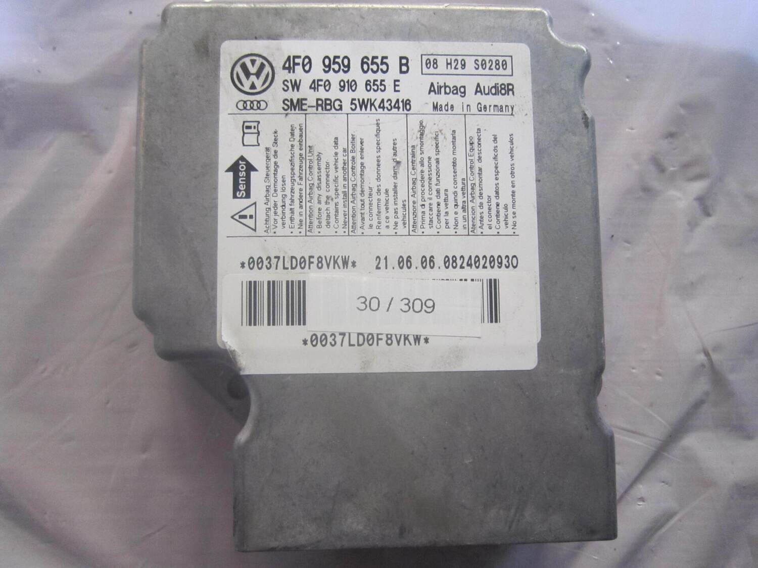 30-309 Centralina Airbag Siemens 5WK43416   4F0 959 655 B SME-RBG   AUDI  A 6