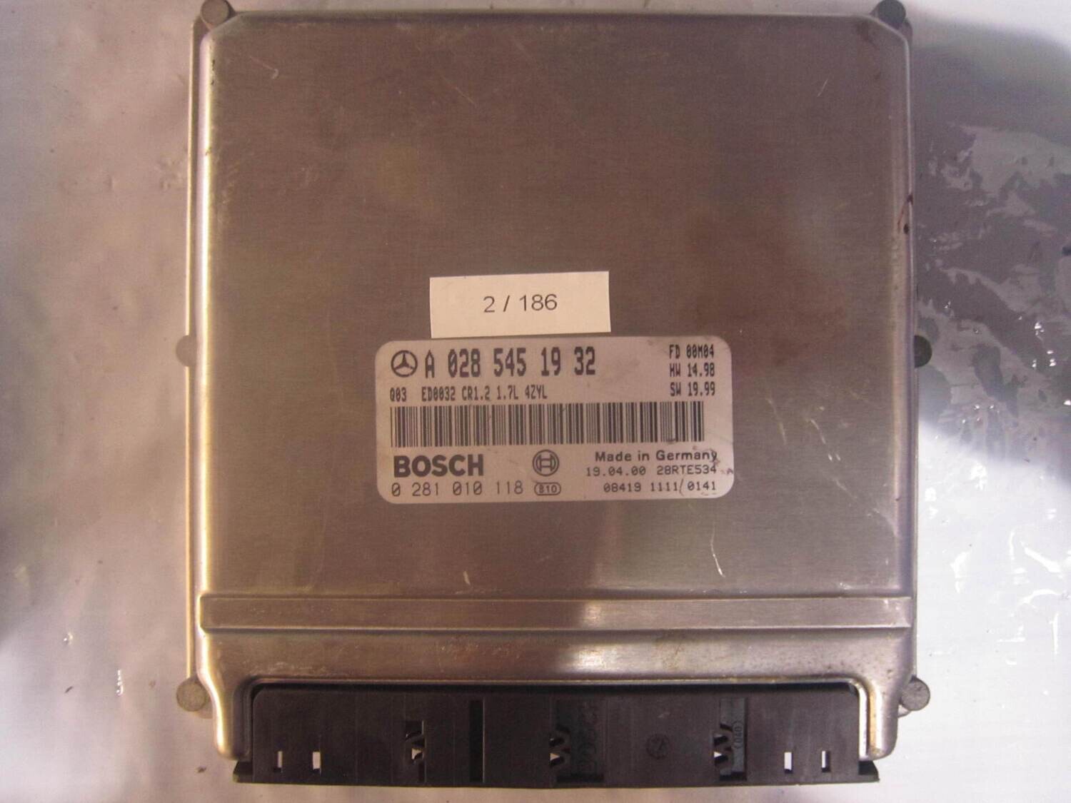 2-186 Centralina Motore Bosch 0 281 010 118 0281010118 A 028 545 19 32 28RTE534 CR1.2 HW 14.98    SW 19.99 MERCEDES Diesel VARIE