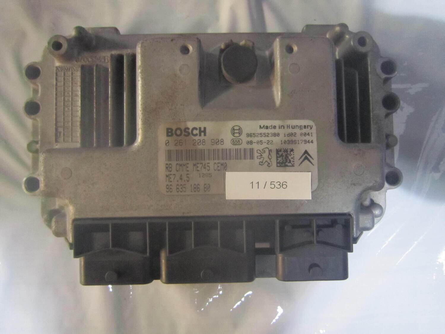 11-536 Centralina Motore Bosch 0 261 208 908 0261208908 96 635 186 80 1039S17944 ME7.4.5  CITROEN / PEUGEOT BENZINA VARIE