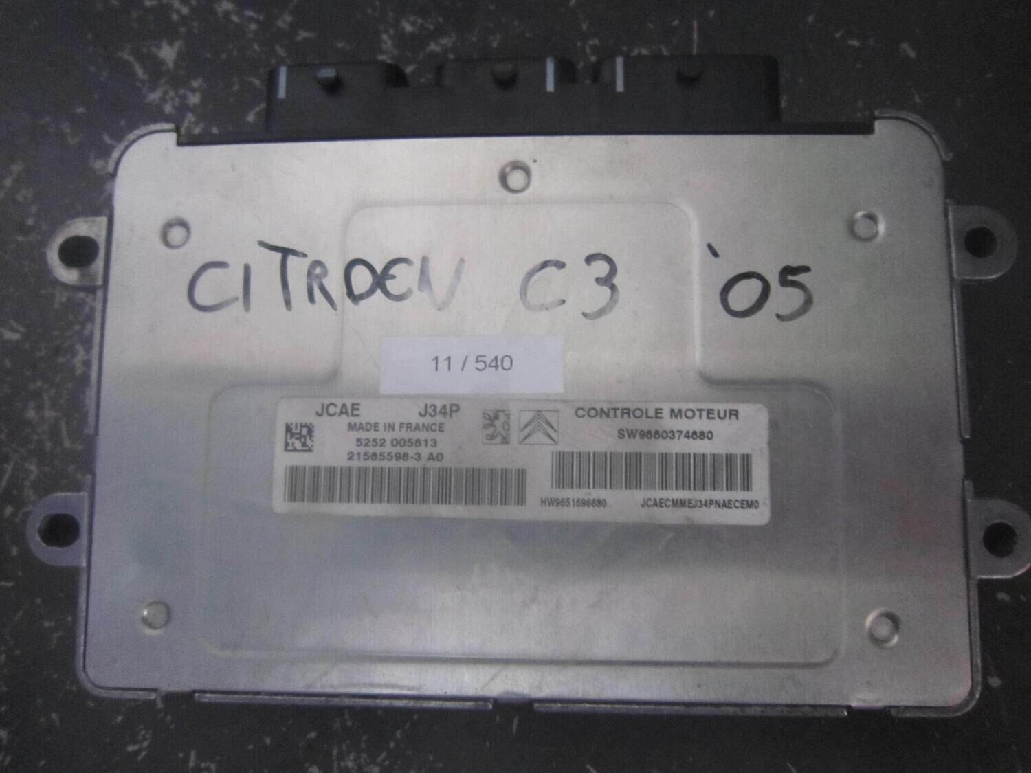 11-540 Centralina Motore Valeo 21585598-3 AO 215855983AO 9660374680 9651696680 J34P  CITROEN / PEUGEOT Benzina VARIE