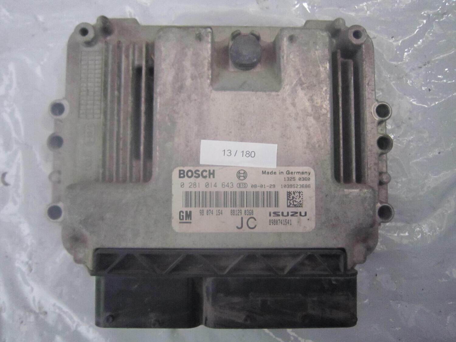 13-180 Centralina Motore Bosch 0 281 014 643 0281014643 98074154 8980741541   OPEL DIESEL ASTRA
