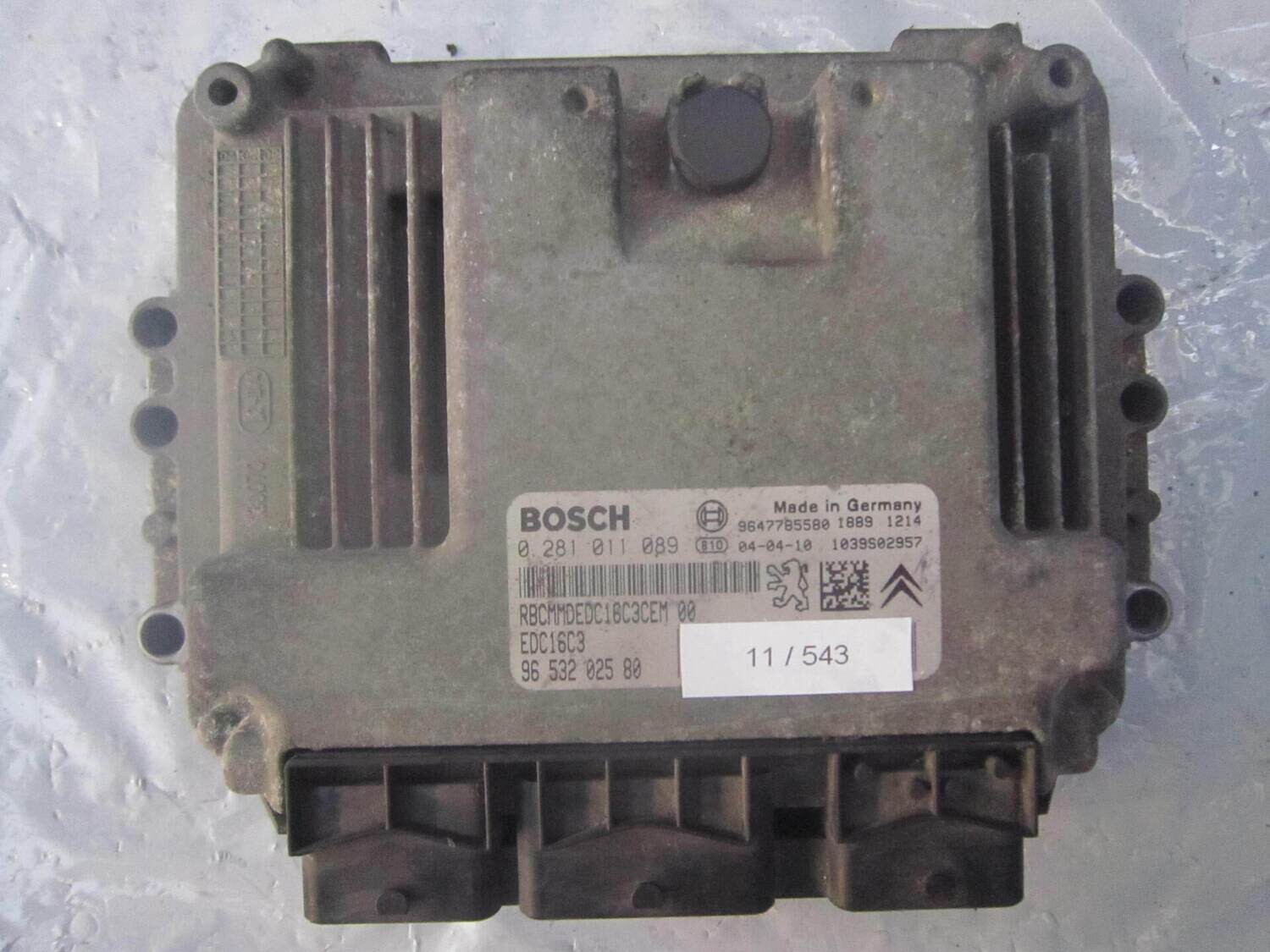 11-543 Centralina Motore Bosch 0 281 011 089 0281011089 96 532 025 80 1039S02957 EDC16C3  CITROEN / PEUGEOT DIESEL VARIE