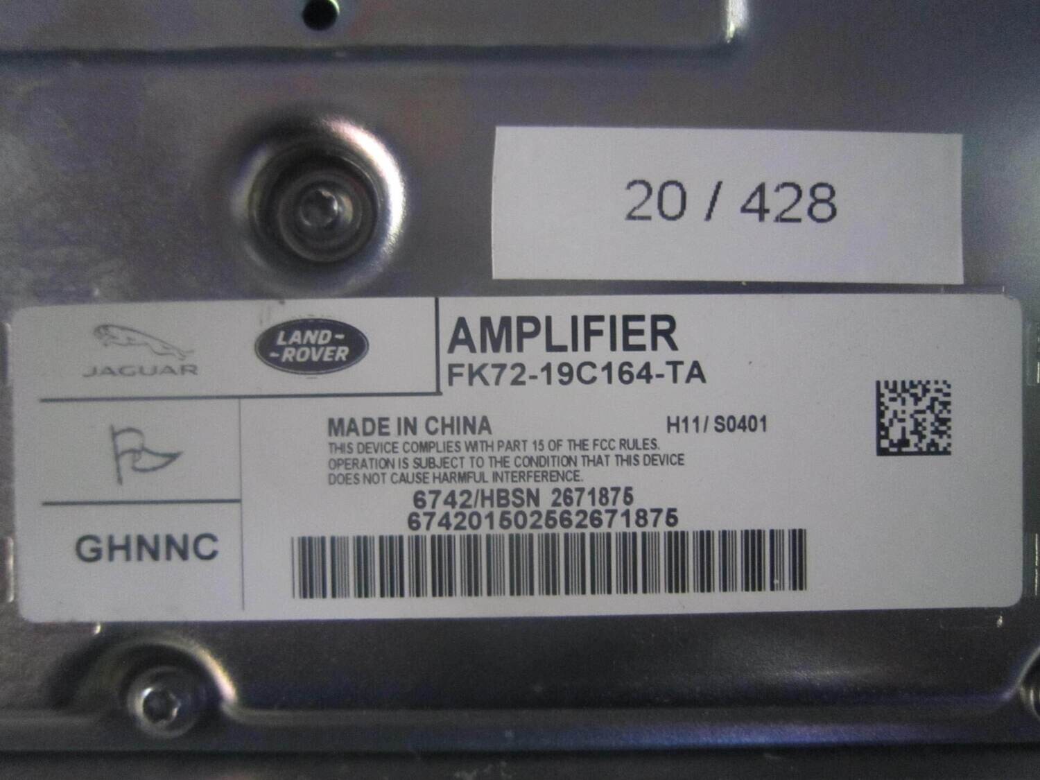 20-428 Amplificatore Audio Land Rover FK72-19C164-TA FK7219C164TA H11/S0401    LAND ROVER  Discovery