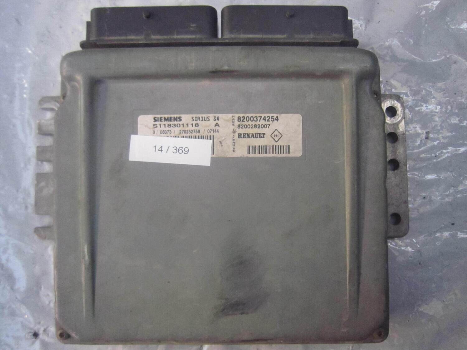 14-369 Centralina Motore Siemens S118301118   8200374254 820082007 SIRIUS 34  RENAULT BENZINA CLIO