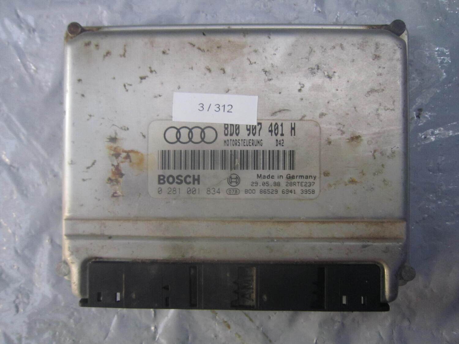 3-312 Centralina Motore Bosch 0 281 001 834 0281001834 8D0 907 401 H 28RTE237   AUDI Diesel VARIE