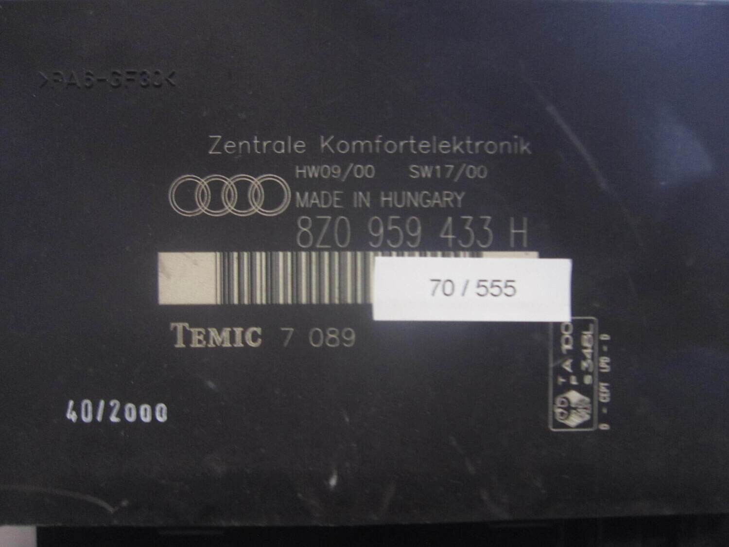 70-555 Centralina Modulo Confort Temic 8Z0 959 433 H 8Z0959433H 7089 HW09/00 SW17/00  AUDI  VARIE