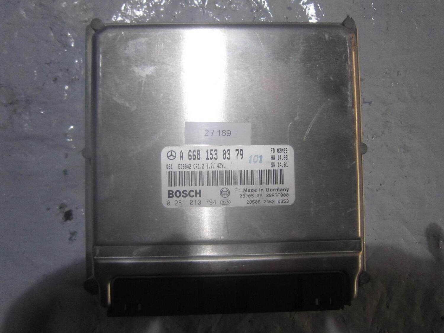 2-189 Centralina Motore Bosch 0 281 010 794 0281010794 A 668 153 03 79 28RTF000 CR1.2 1.7L  MERCEDES Diesel VARIE