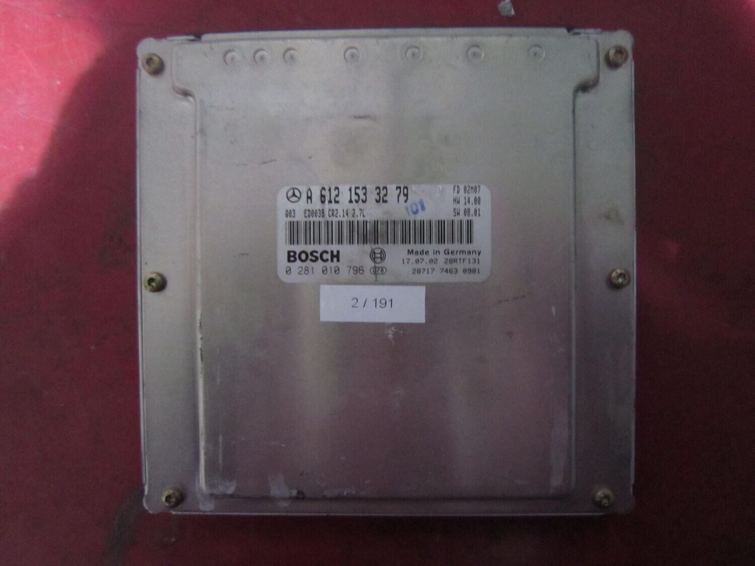 2-191 Centralina Motore Bosch 0 281 010 796 0281010796 A 612 153 32 79 28RTF131 CR2.14  MERCEDES Diesel ML