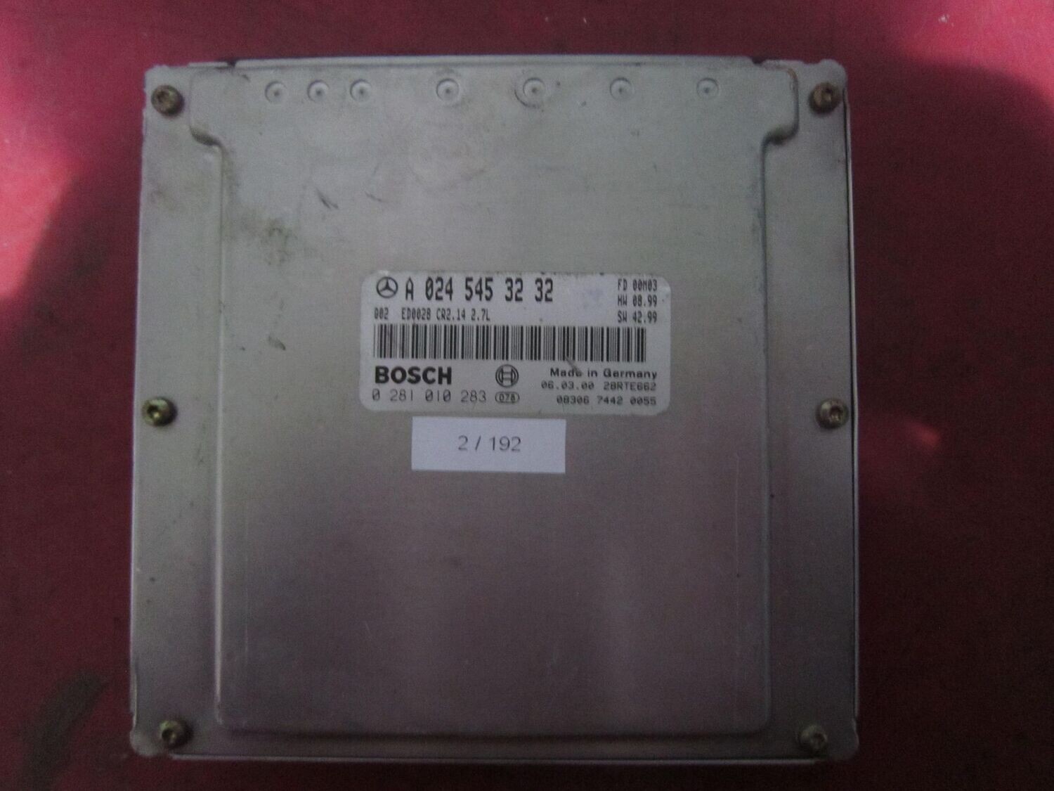 2-192 Centralina Motore Bosch 0 281 010 283 0281010283 A 024 545 32 32 28RTE662 CR2.14  MERCEDES Diesel ML