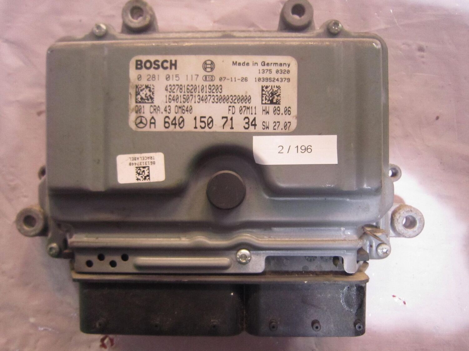 2-196 Centralina Motore Bosch 0 281 015 117 0281015117 A 640 150 71 34 1039S24379 CRA.43 OM640 MERCEDES Diesel CLASSE A