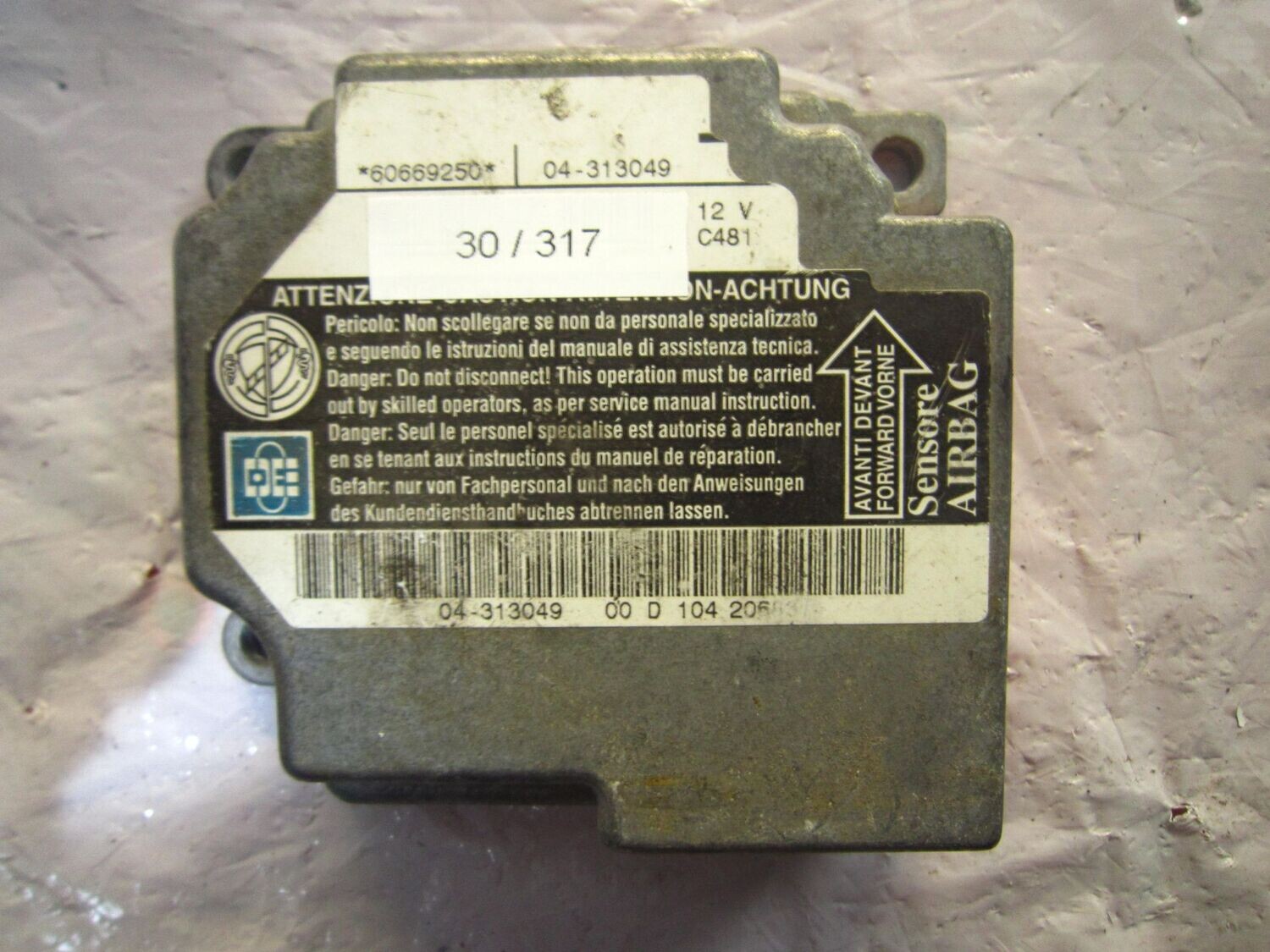 30-317 Centralina Airbag Alfa Romeo / Fiat / Lancia 60669250   04-313049    ALFA ROMEO / FIAT / LANCIA  156