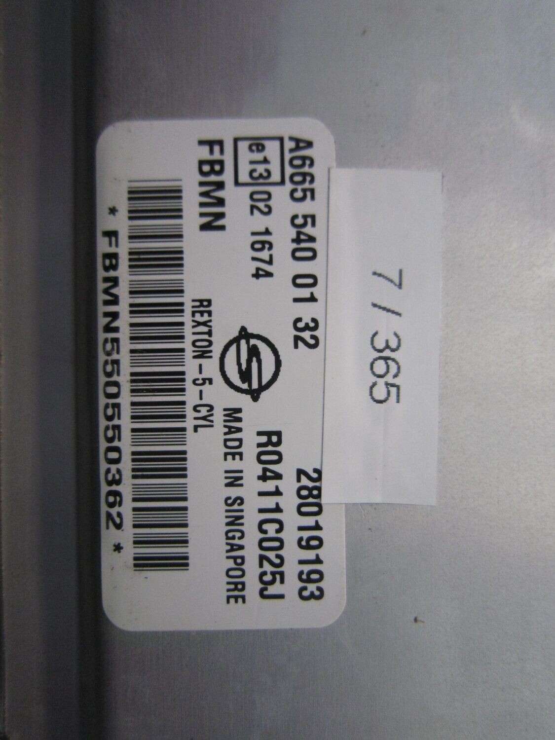 7-365 Centralina Motore Delphi 28019193   A665 540 01 32 R0411C025J FBMN 5 CILINDRI SSANGYONG Diesel REXTON