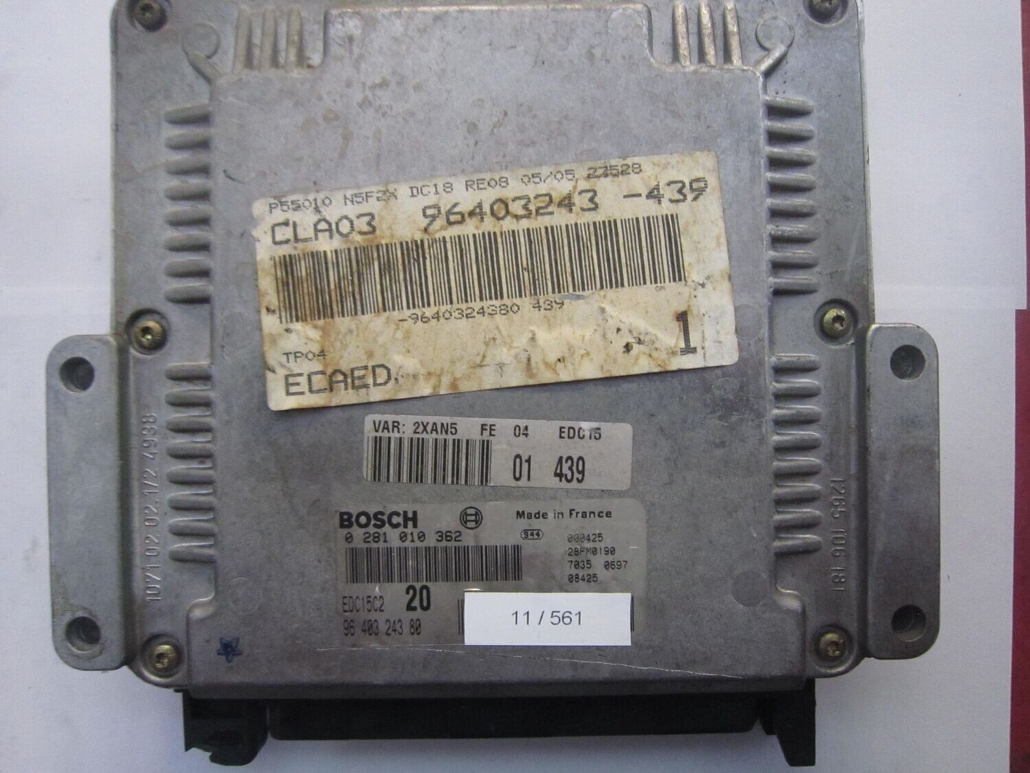 11-561 Centralina Motore Bosch 0 281 010 362 0281010362 96 403 243 80 28FM0190 EDC15C2  CITROEN / PEUGEOT DIESEL 306