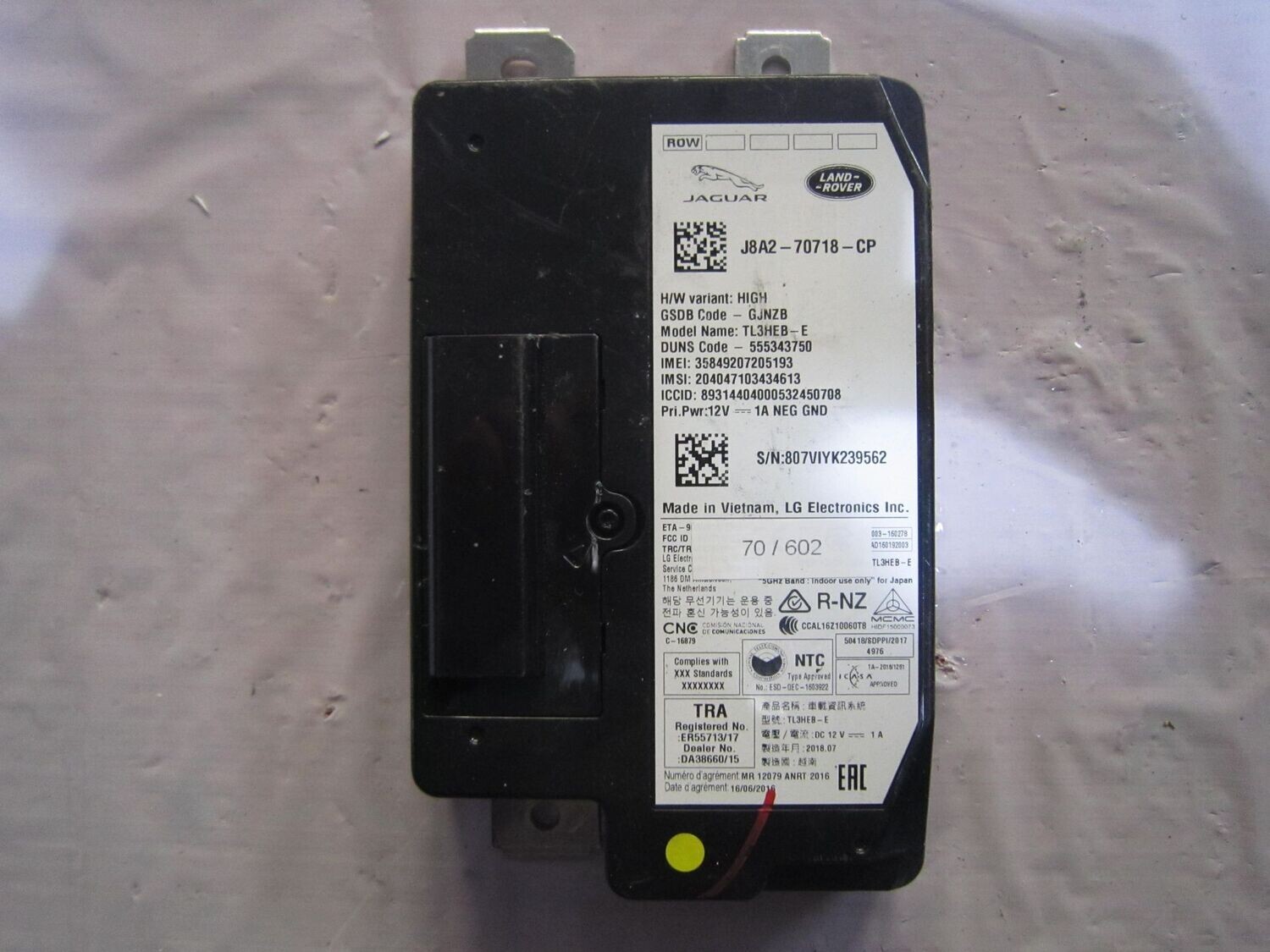 70-602 Centralina Controllo Telematico Land Rover J8A2-70718-CP J8A270718CP TL3HEB-E    LAND ROVER  VARIE