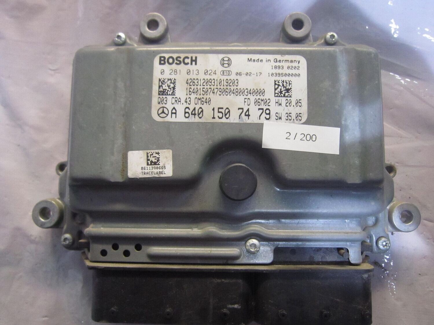2-200 Centralina Motore Bosch 0 281 013 024 0281013024 A 640 150 74 79 1039S00000 CRA.43  MERCEDES Diesel CLASSE A
