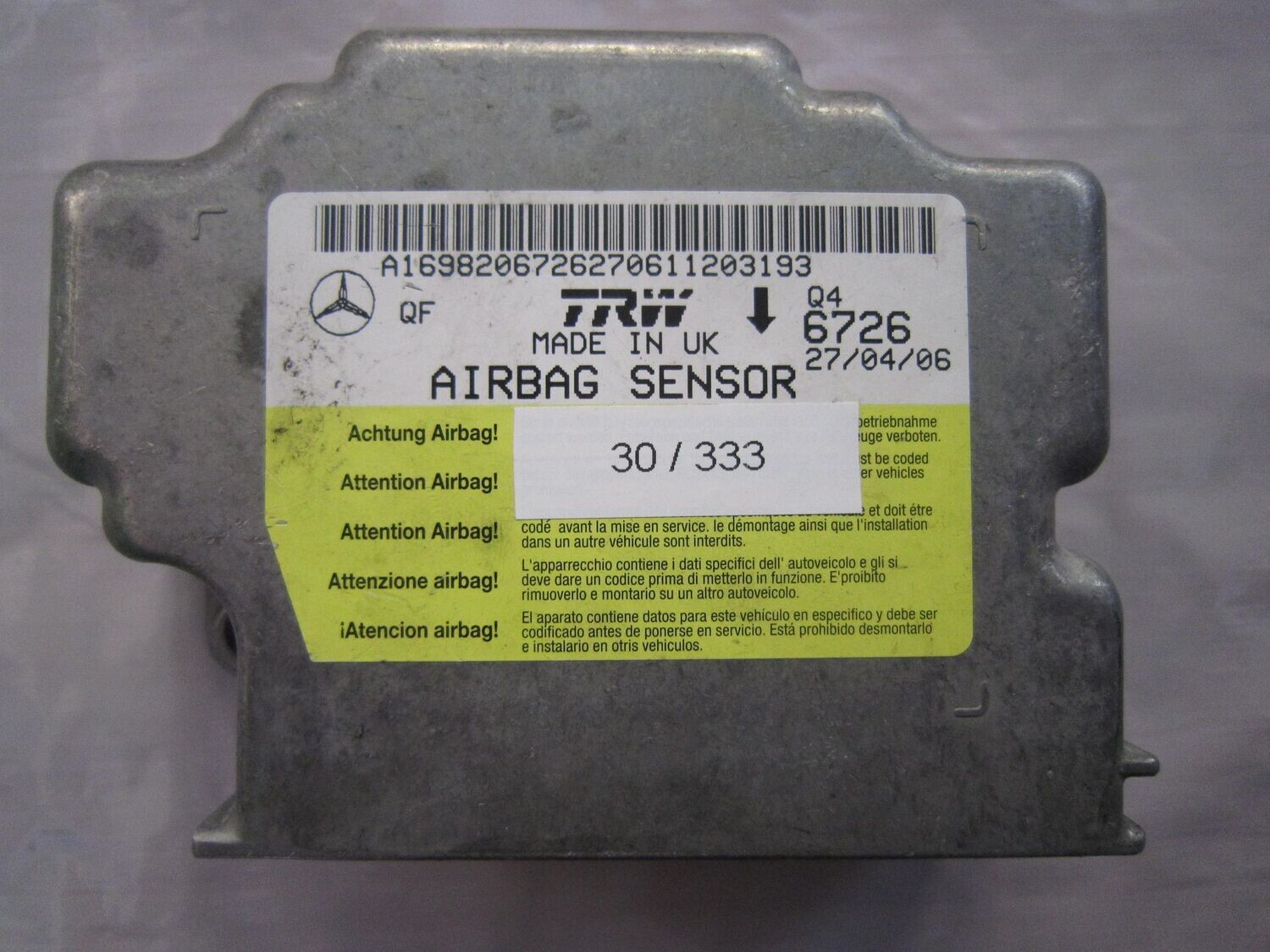 30-333 Centralina Airbag TRW A169820672   6726 Q4   MERCEDES  CLASSE A