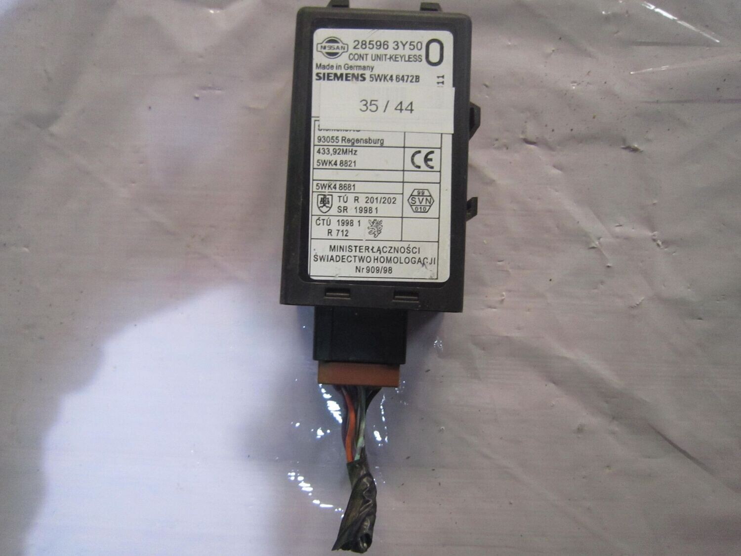35-44 Centralina Immobilizer Siemens 5WK4 6472B 5WK46472B 58596 3Y50    NISSAN  X-TRAIL