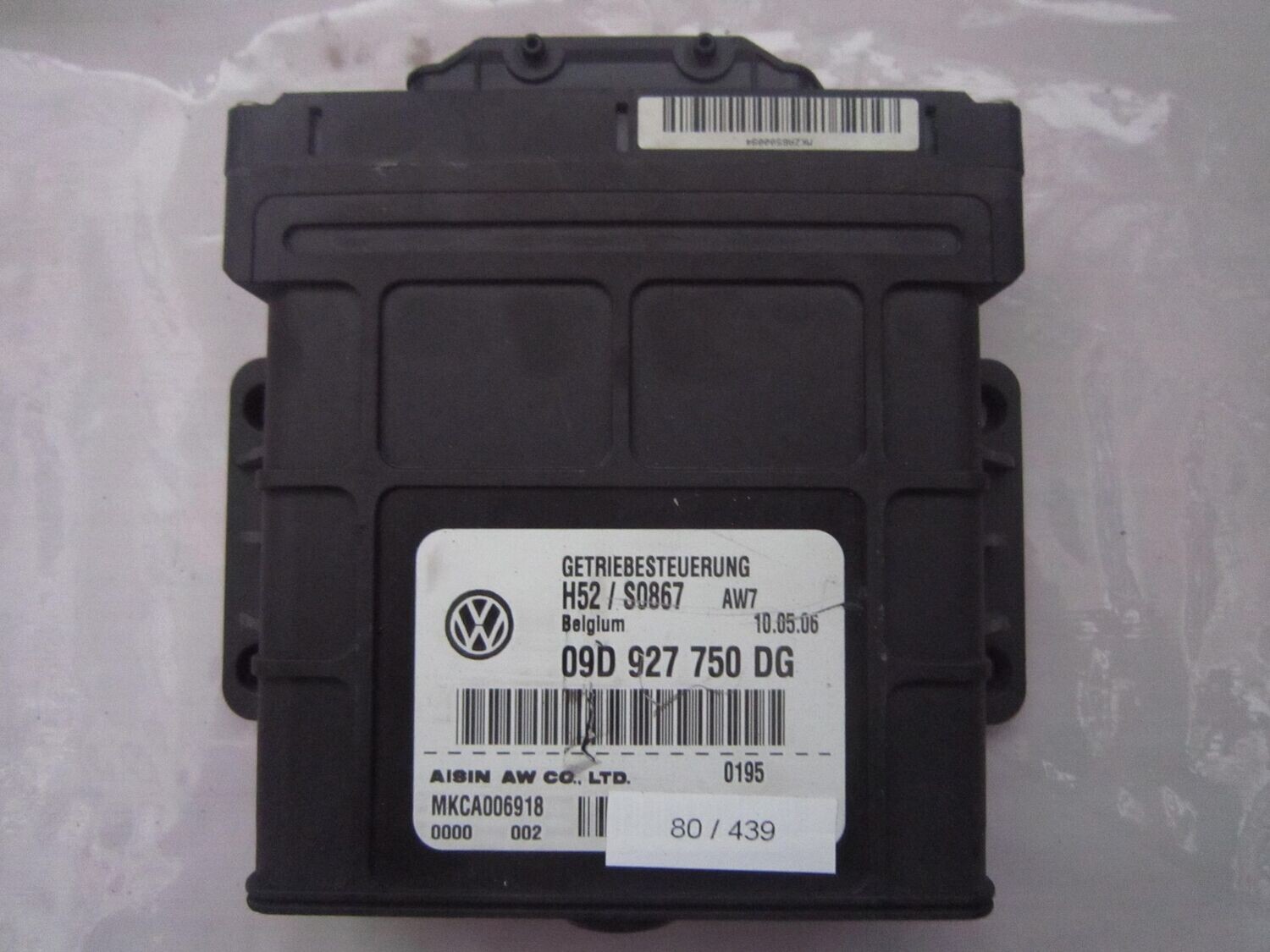 80-439 Modulo Controllo della Trasmissione Aisin aw co.LTD 09D 927 750 DG 09D927750DG H52/S0867 AW7 MKCA006918   VOLKSWAGEN  TOUAREG