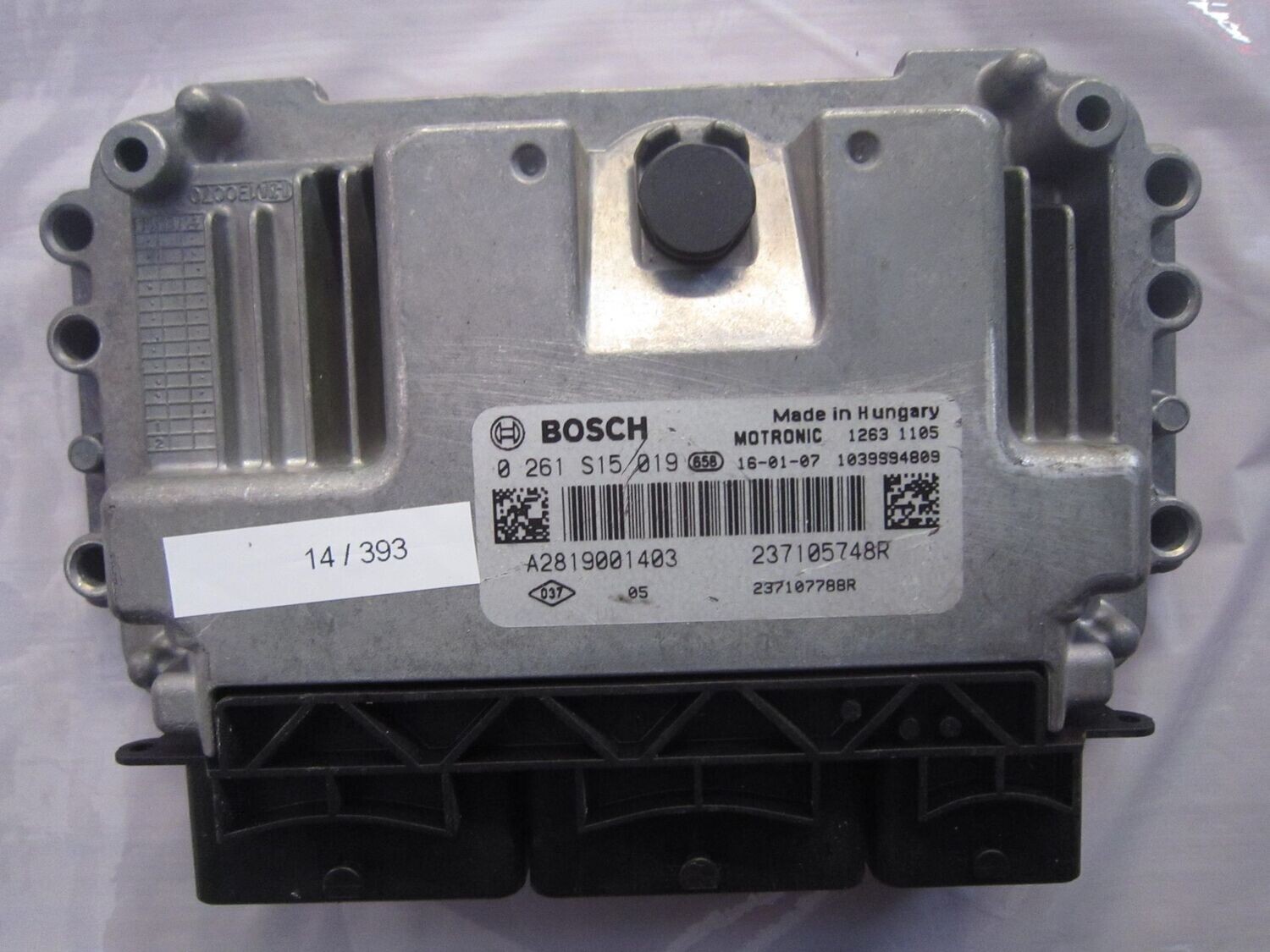 14-393 Centralina Motore Bosch 0 261 S15 019 0261S15019 237105748R 1039S94809 237107788R A2819001403 RENAULT BENZINA TWINGO