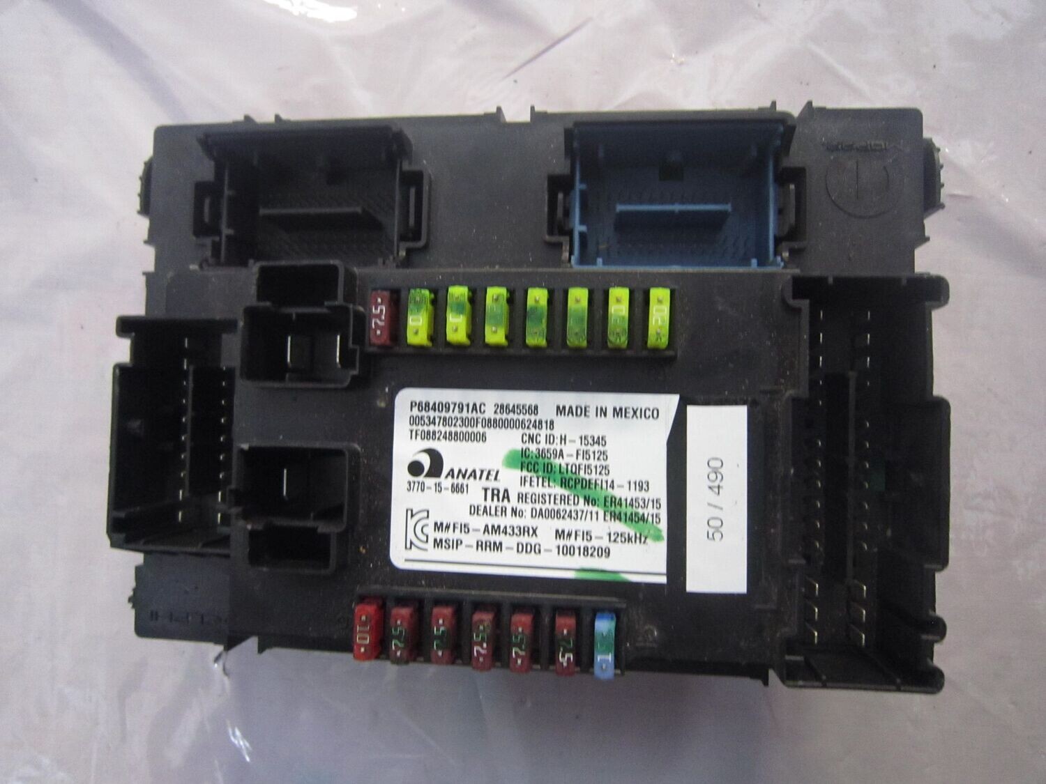 50-490 Body Computer Delphi 28645568   P68409791AC CNC ID:H-15345 IC:3659A-FI5125 LTQFI15125 JEEP  COMPASS