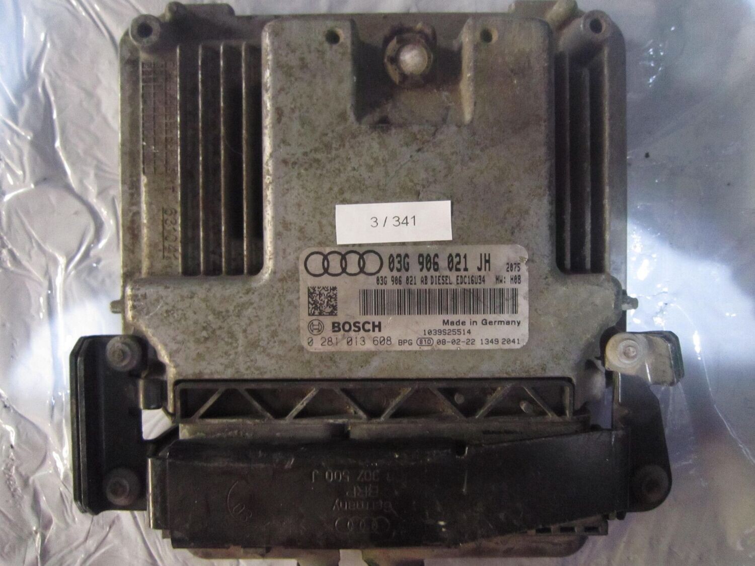 3-341 Centralina Motore Bosch 0 281 013 608 0281013608 03G 906 021 JH 1039S25514 EDC16U34  AUDI DIESEL A 3