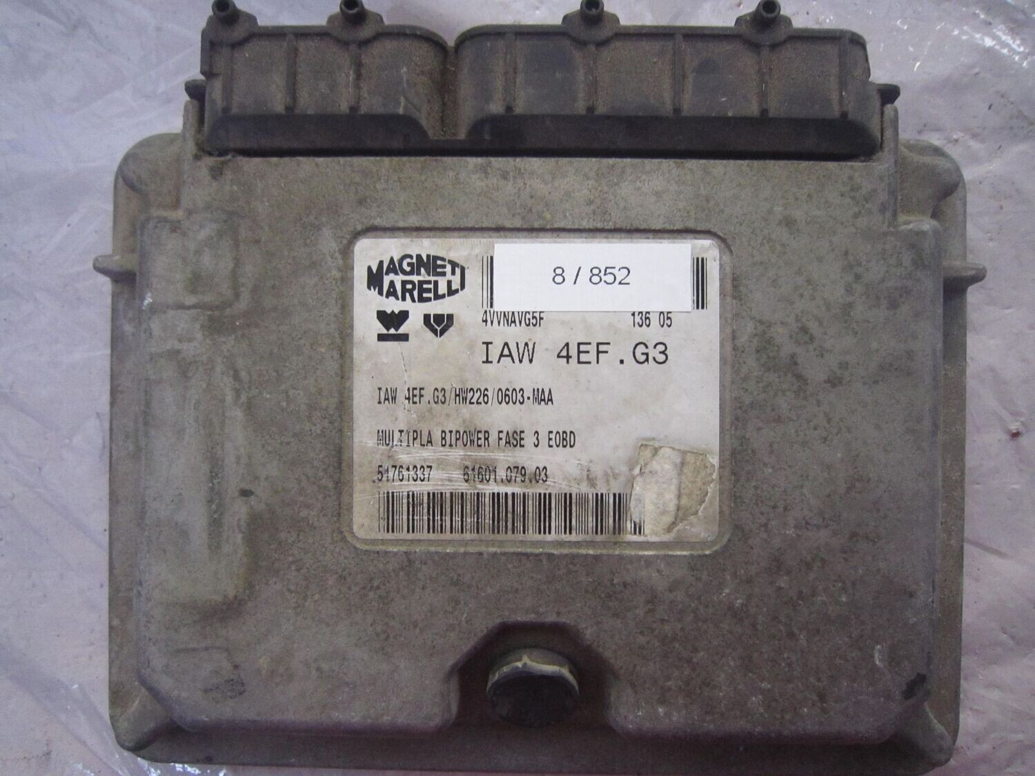 8-852 Centralina Motore Magneti Marelli 51761337   61601.079.03 IAW 4EF.G3   ALFA ROMEO / FIAT / LANCIA Benzina / Metano MULTIPLA